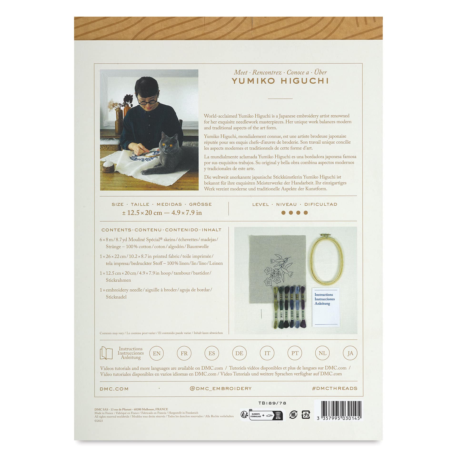 DMC The Designer Collection Embroidery Kits - “Campanula” by Yumiko Higuchi, Advanced back of packaging