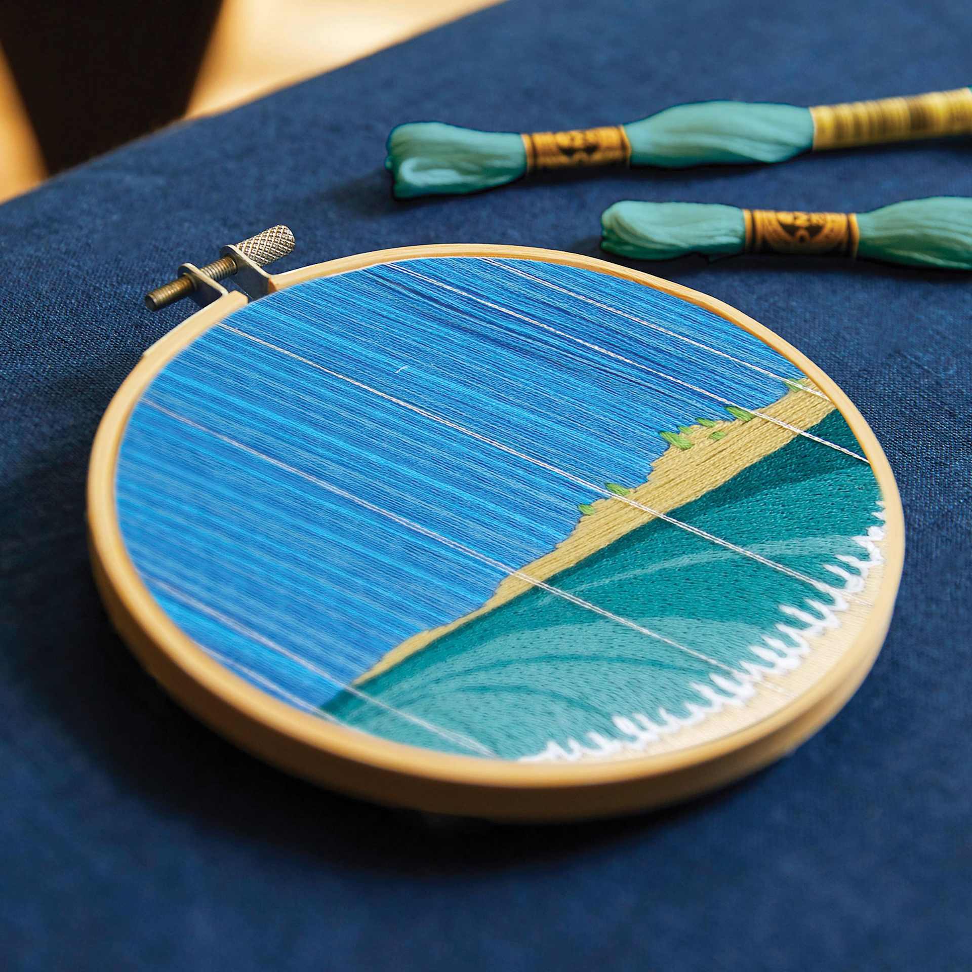 “Ocean Rain” by Victoria Rose Richards, Intermediate finished project on table