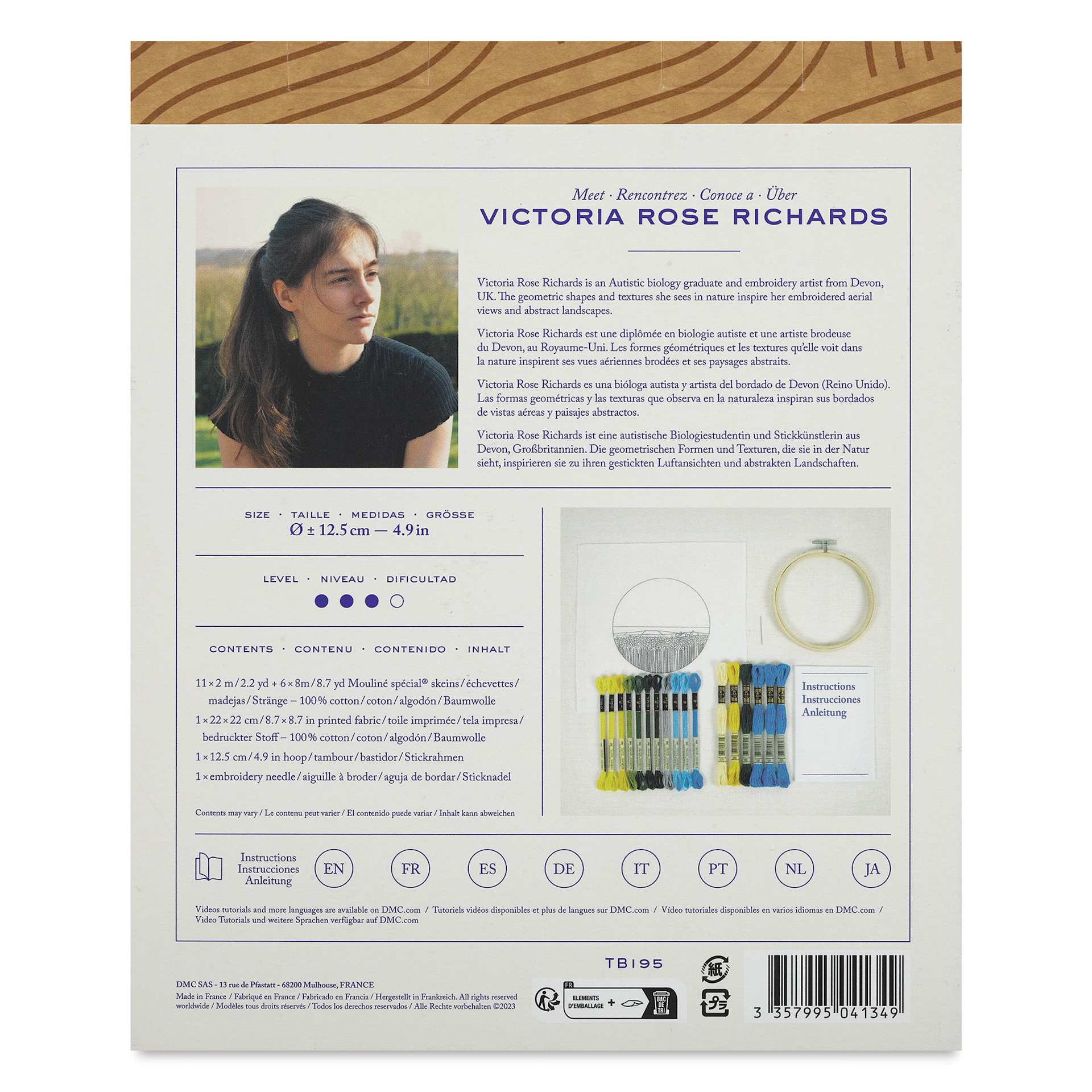 “Sunflower Fields” by Victoria Rose Richards, Intermediate back of packaging