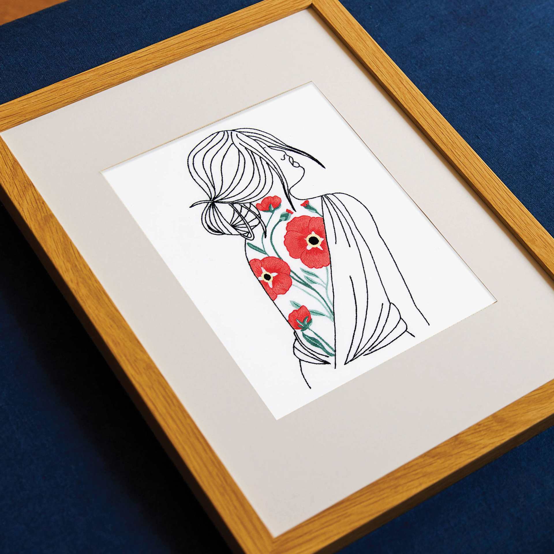 “Portrait with Poppies” by Joanna Hateley, Beginner - finished, in frame