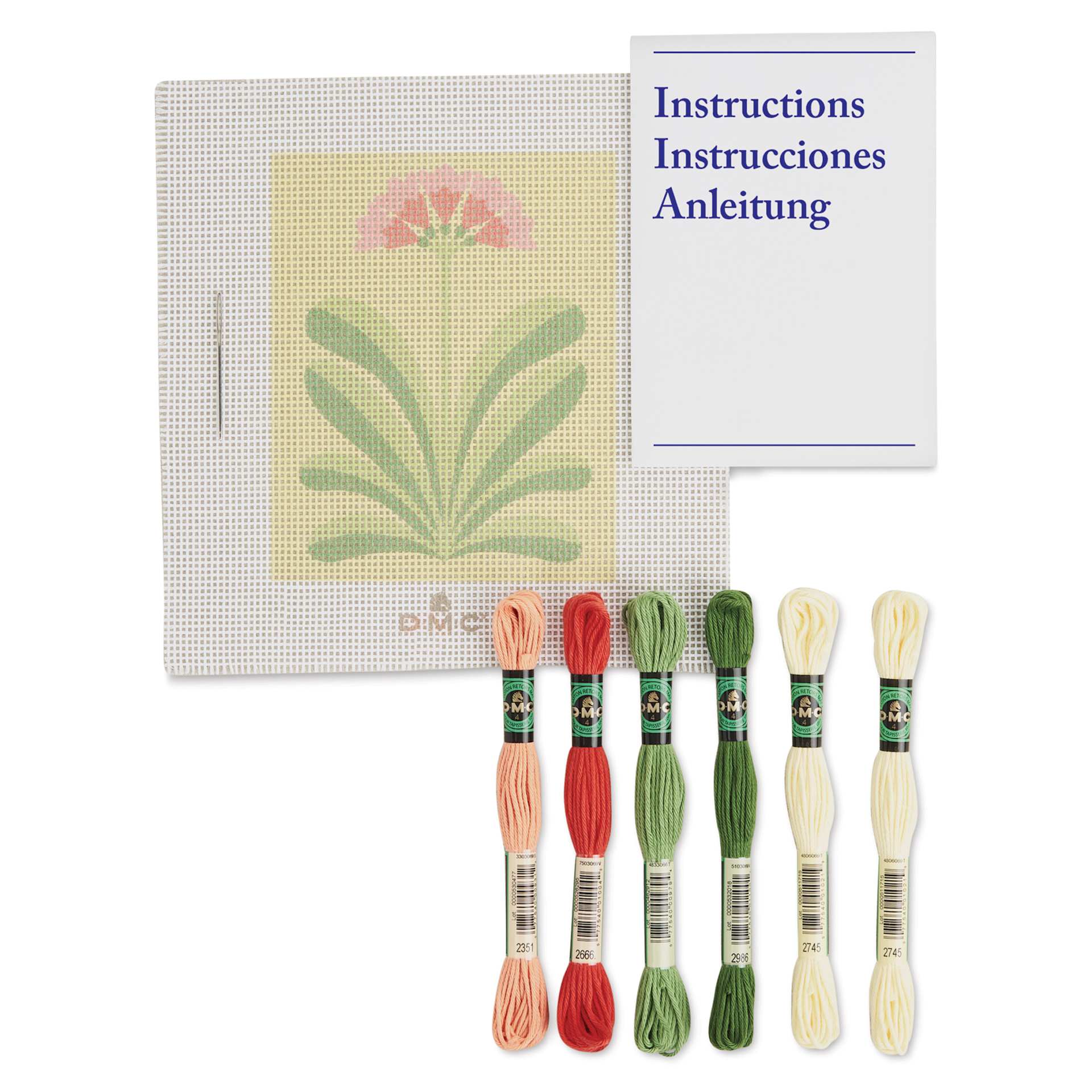 DMC The Designer Collection Easy Tapestry & Needlepoint Kit - Forest Lily, contents