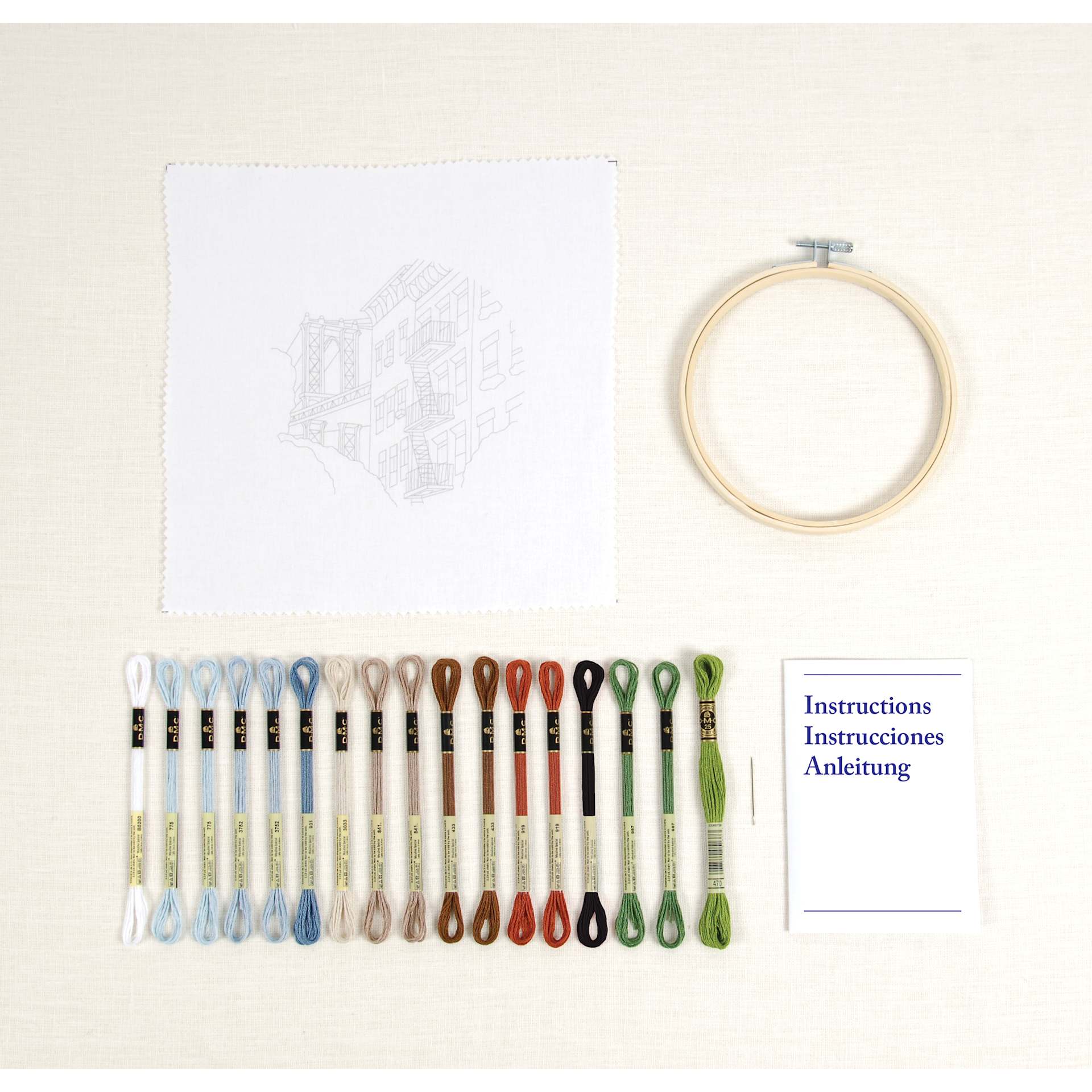 DMC The Designer Collection Embroidery Kits - “New York” by Kseniia Guseva, Intermediate included materials