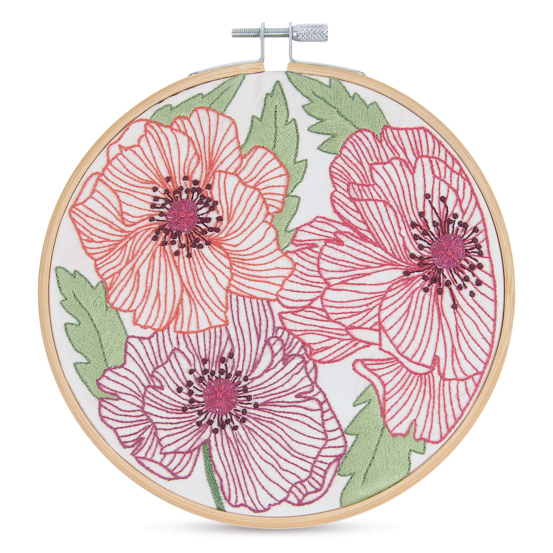 DMC The Designer Collection Embroidery Kits - “Poppies” by Nathalie Weinzaepf, Intermediate finished example