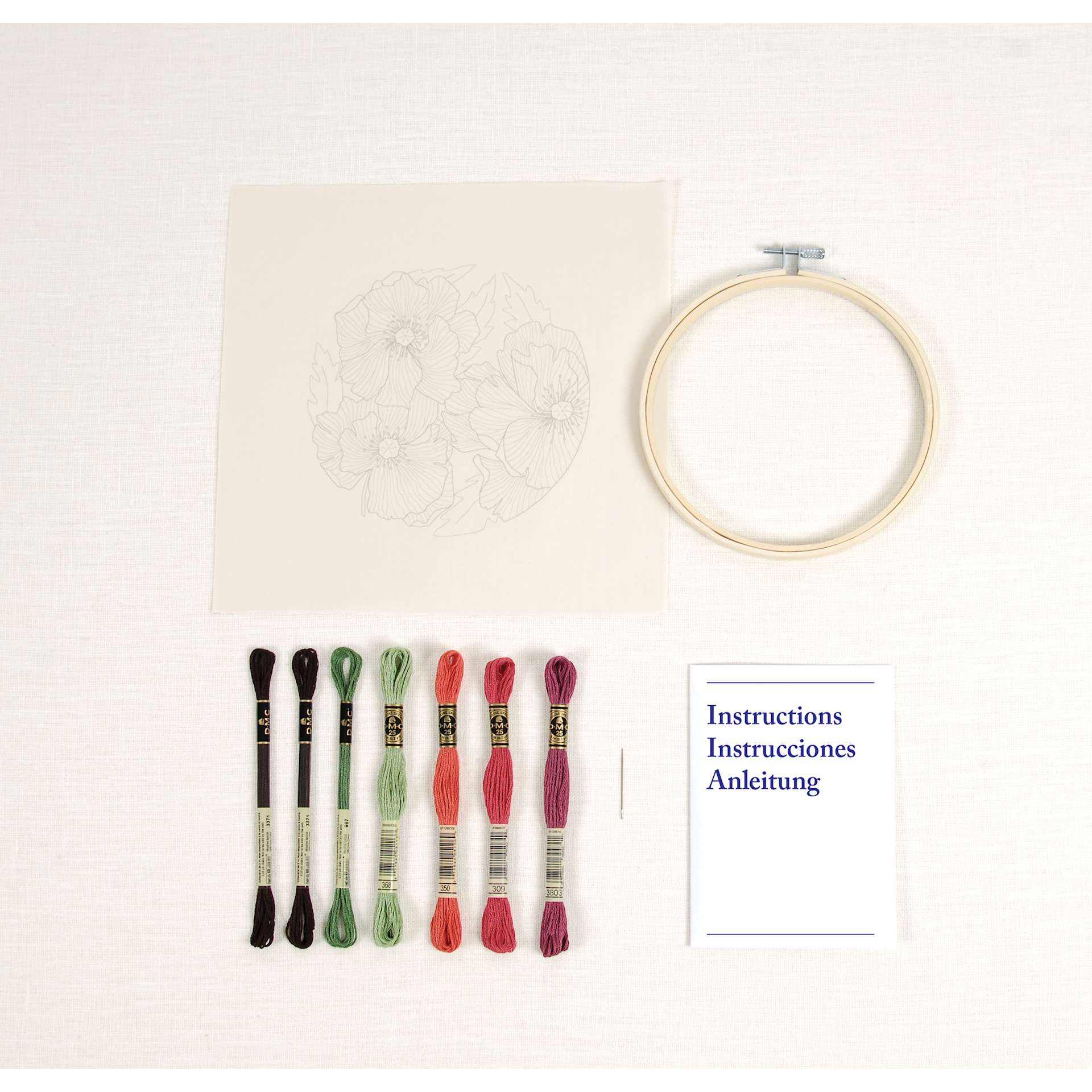 DMC The Designer Collection Embroidery Kits - “Poppies” by Nathalie Weinzaepf, Intermediate included components