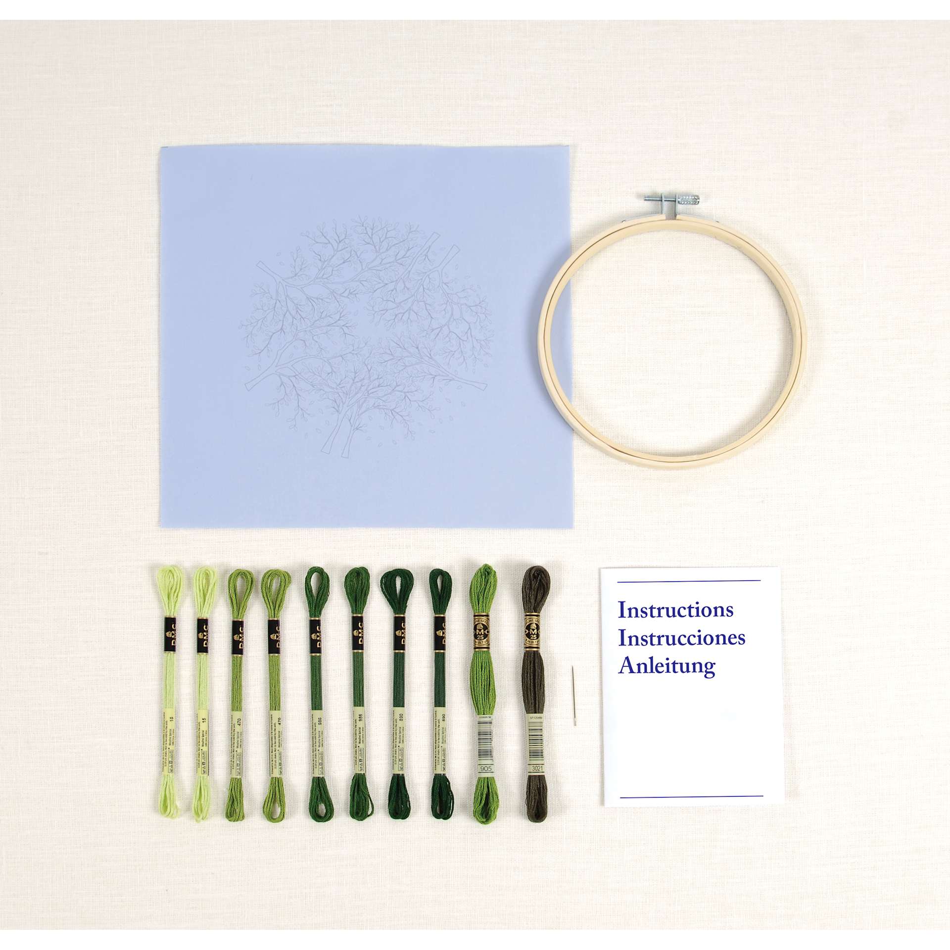 DMC The Designer Collection Embroidery Kits - “Canopy” by Nathalie Weinzaepf, Easy set contents