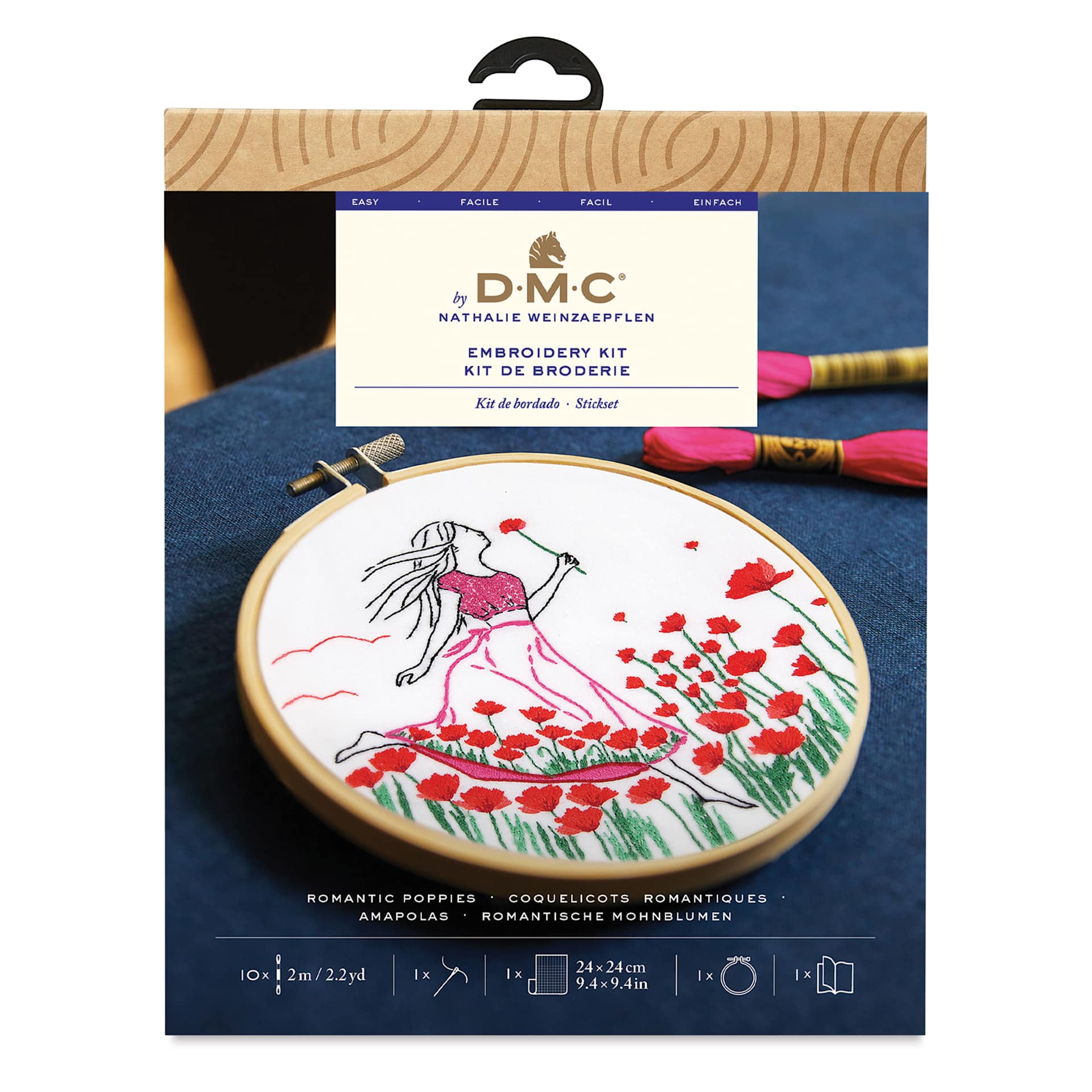 DMC The Designer Collection Embroidery Kits - “Romantic Poppies” by Nathalie Weinzaepflen, Beginner
