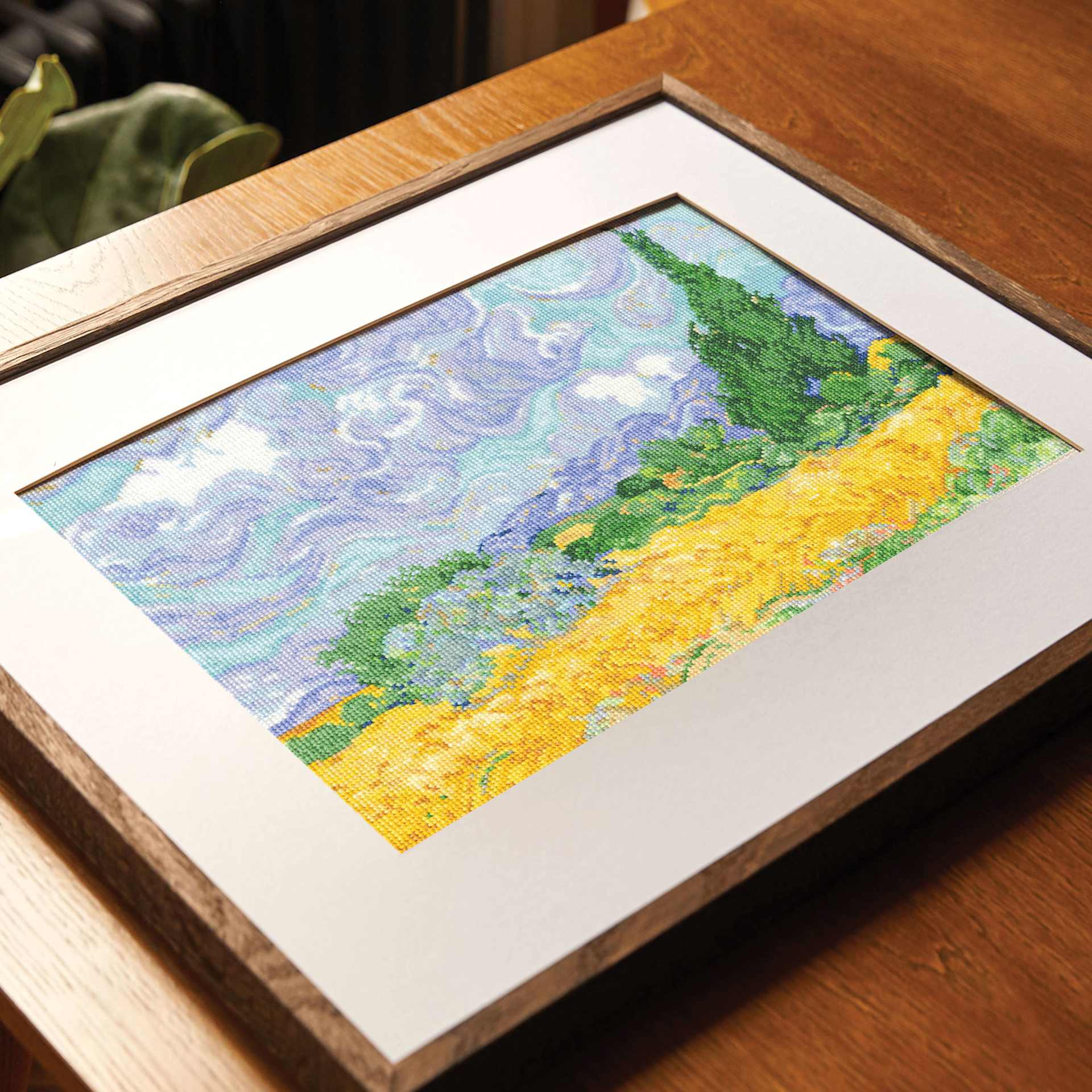 “A Wheatfield, with Cypresses” by Vincent Van Gogh, The National Gallery - finished in frame