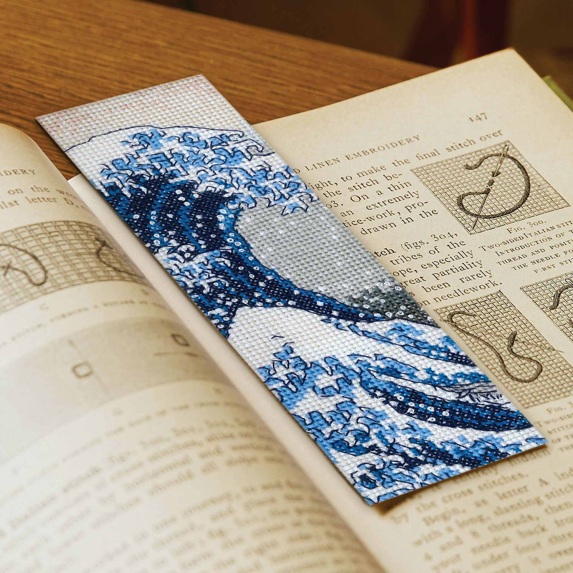 “The Great Wave” by Katsushika Hokusai Bookmark - finished, in book