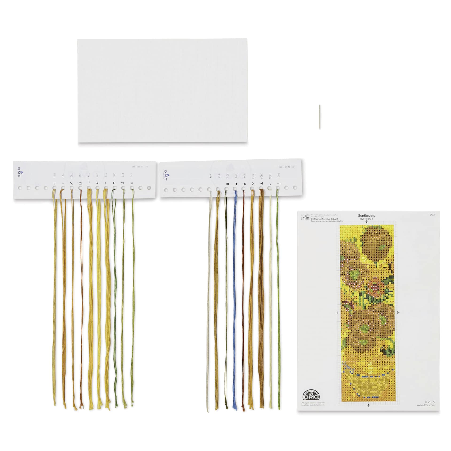 DMC The Masters Collection Cross Stitch Bookmark Kit - "Sunflowers" by Van Gogh - contents