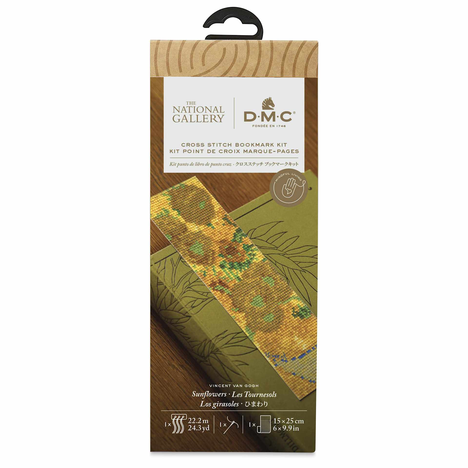 DMC The Masters Collection Cross Stitch Bookmark Kit - "Sunflowers" by Van Gogh - front of packaging