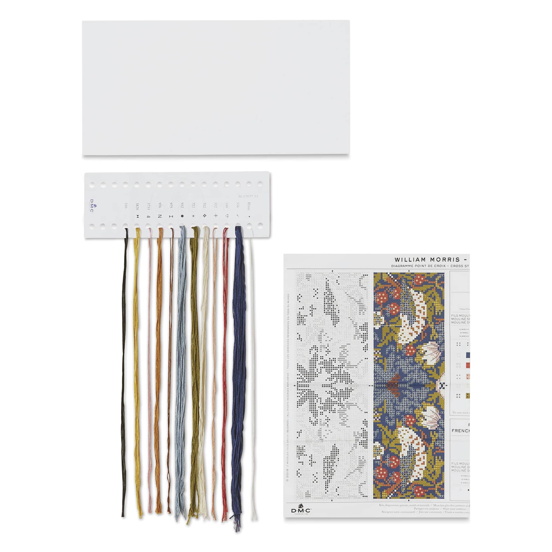 DMC The Masters Collection Cross Stitch Bookmark Kit - "Strawberry Thief" by William Morris contents