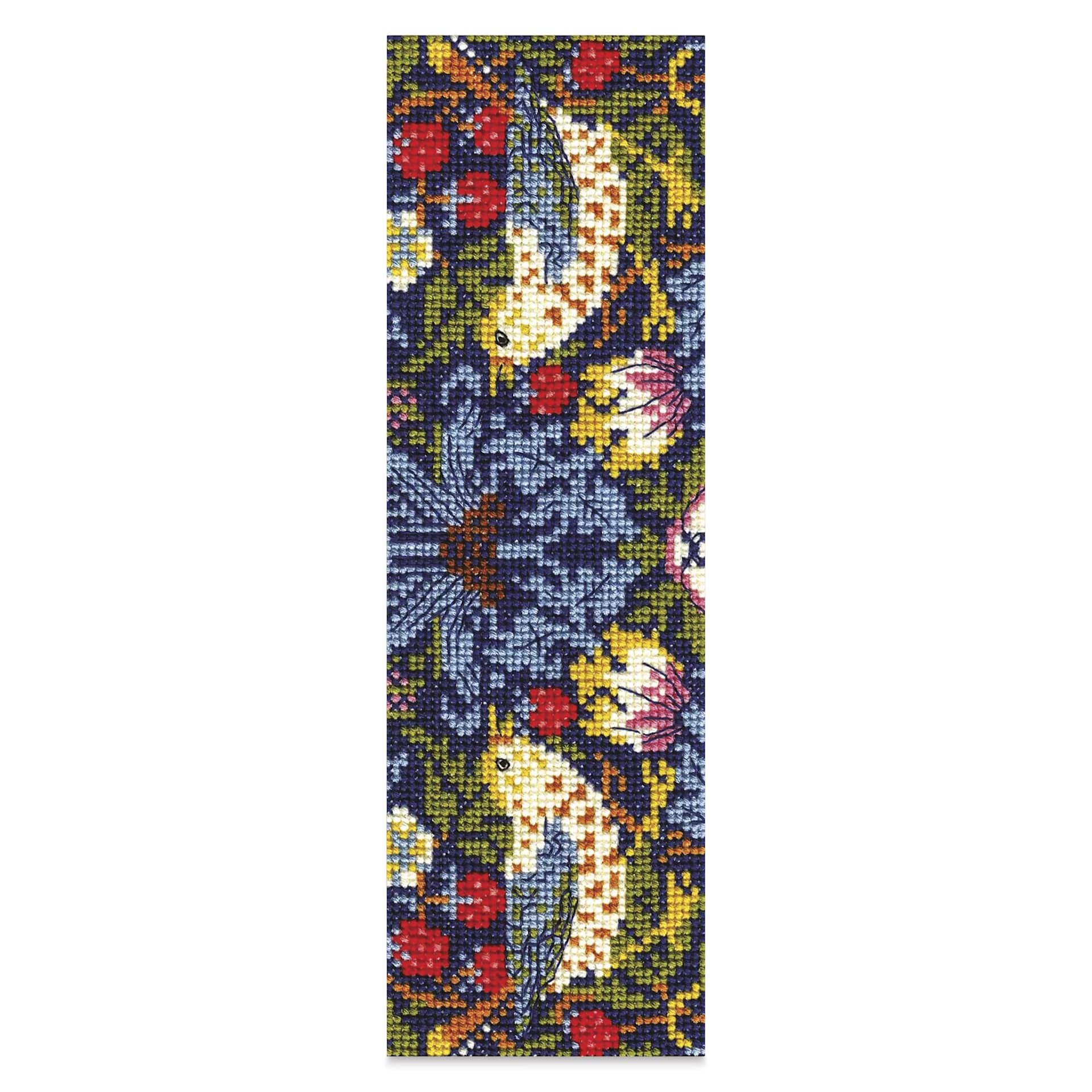 DMC The Masters Collection Cross Stitch Bookmark Kit - "Strawberry Thief" by William Morris finished example