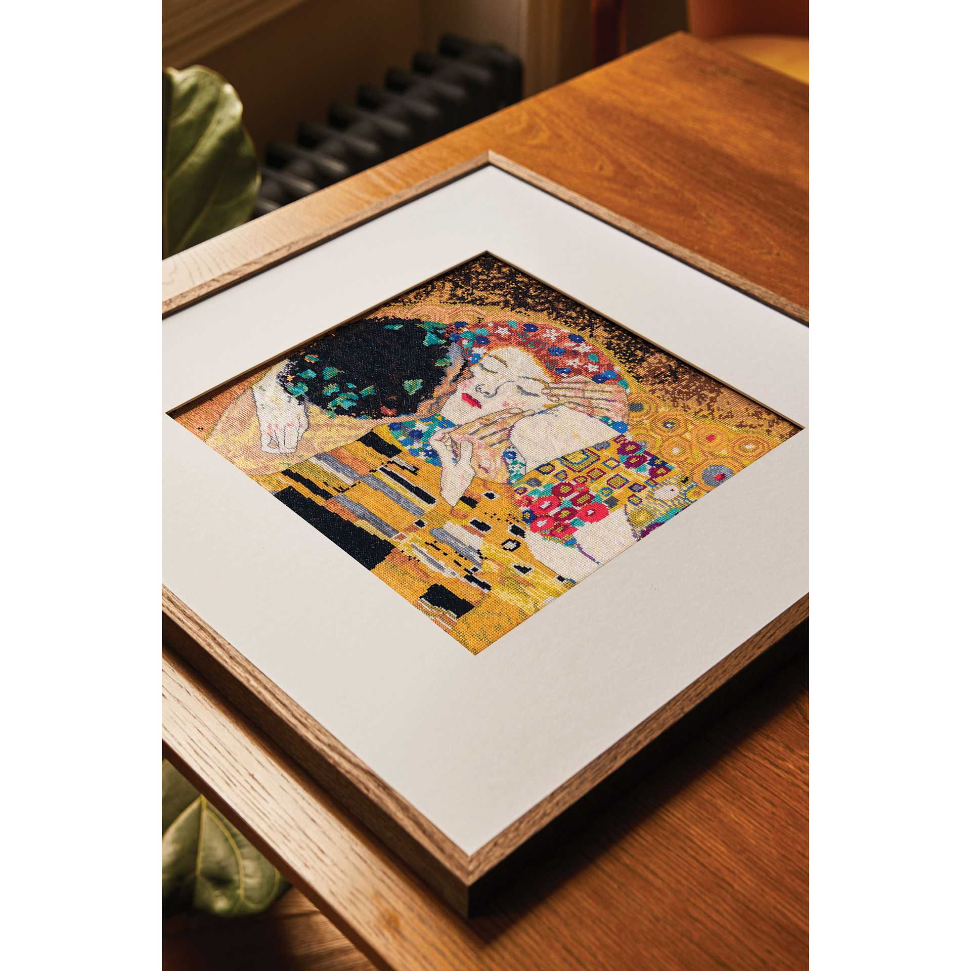 DMC The Masters Collection Cross Stitch Kit - “The Kiss” by Gustav Klimt, framed