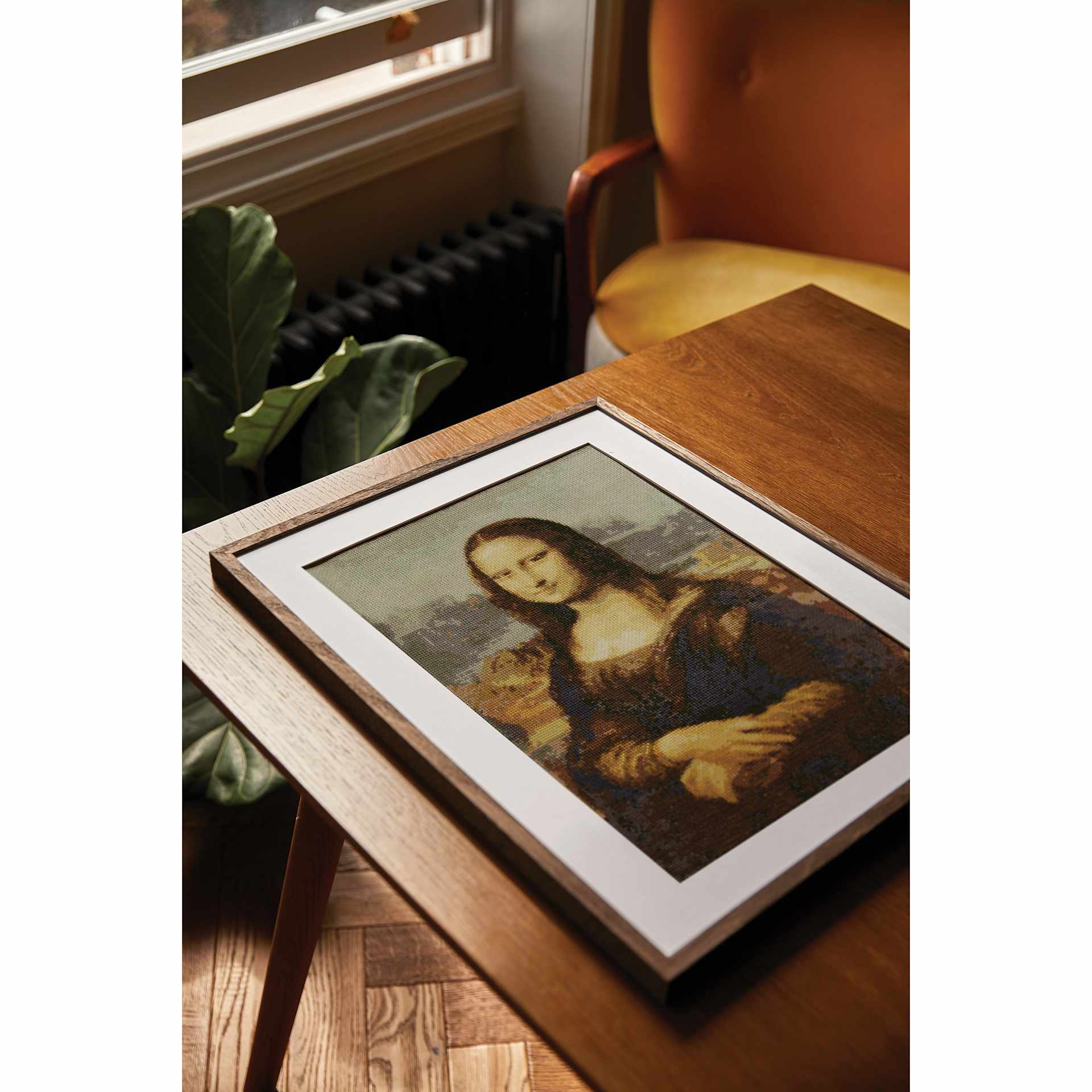 DMC The Masters Collection Cross Stitch Kit - “Mona Lisa” by Leonardo da Vinci, framed