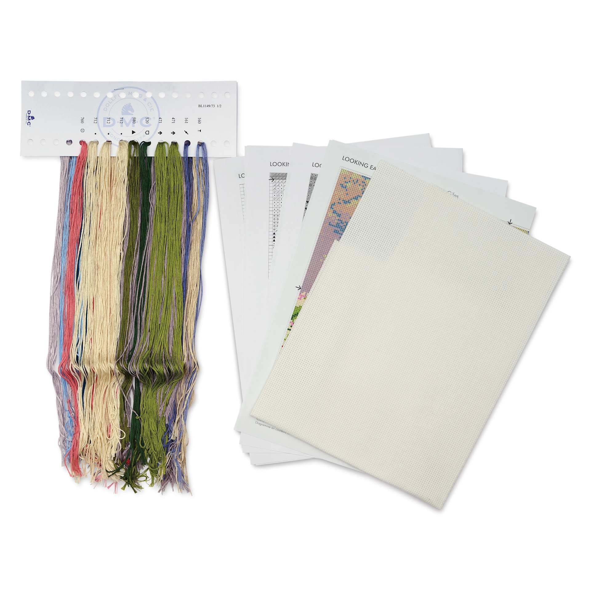 DMC The Masters Collection Cross Stitch Kit - "A Tree in Blossom” by William Giles, kit contents
