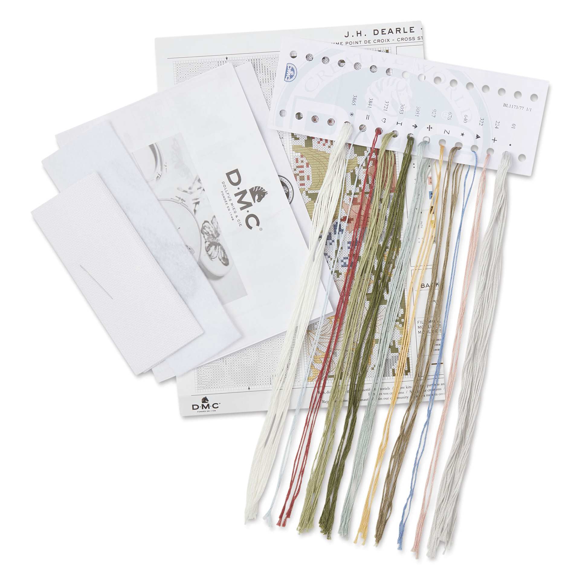 DMC The Masters Collection Cross Stitch Bookmark Kit - "Golden Lily" by J.H. Dearle contents