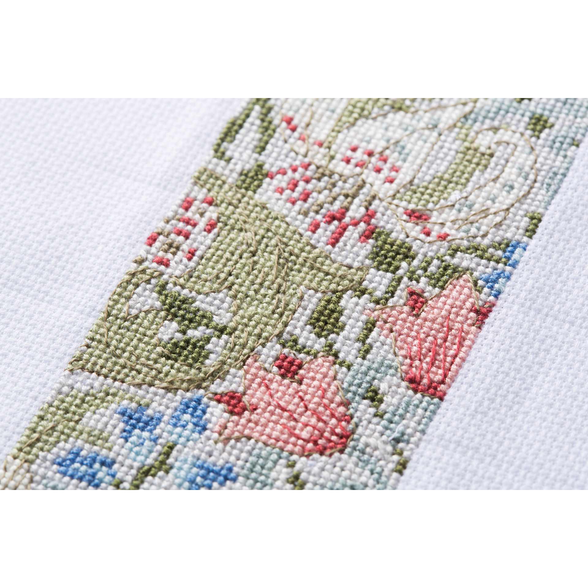DMC The Masters Collection Cross Stitch Bookmark Kit - "Golden Lily" by J.H. Dearle close-up