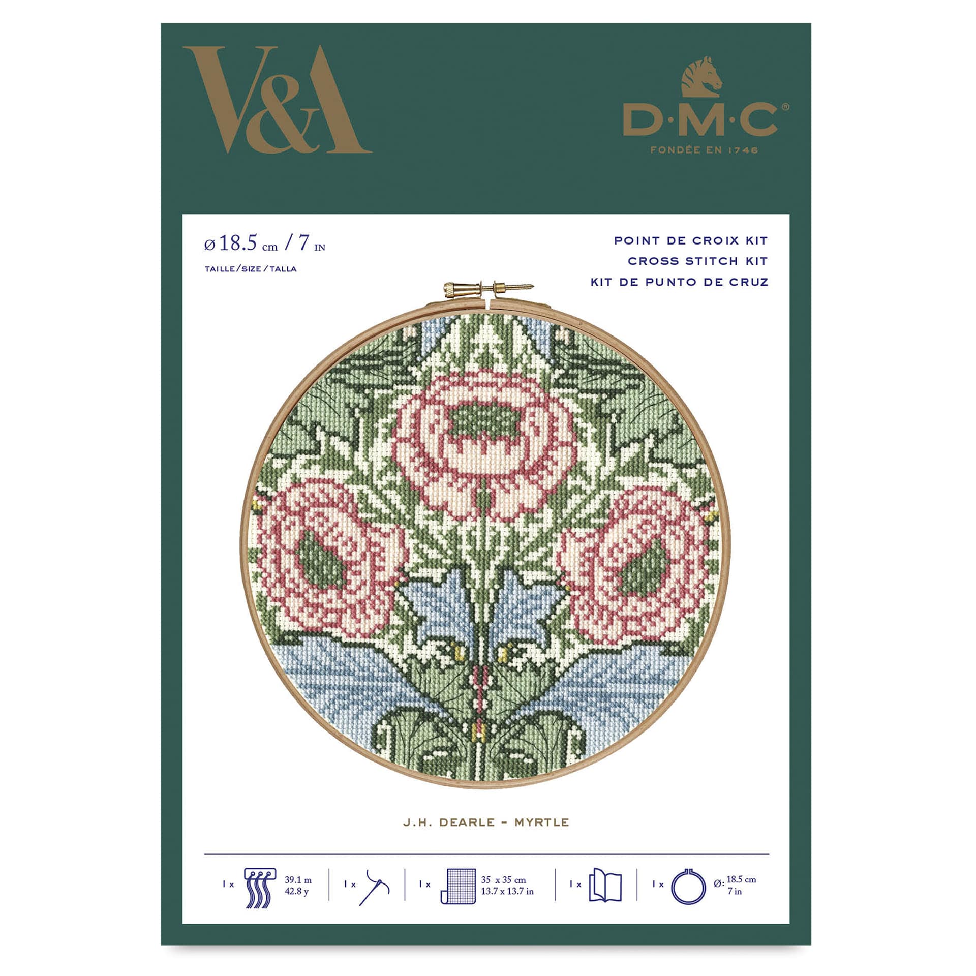 DMC The Masters Collection Cross Stitch Kit - “Myrtle” by J.H. Dearle, front of packaging