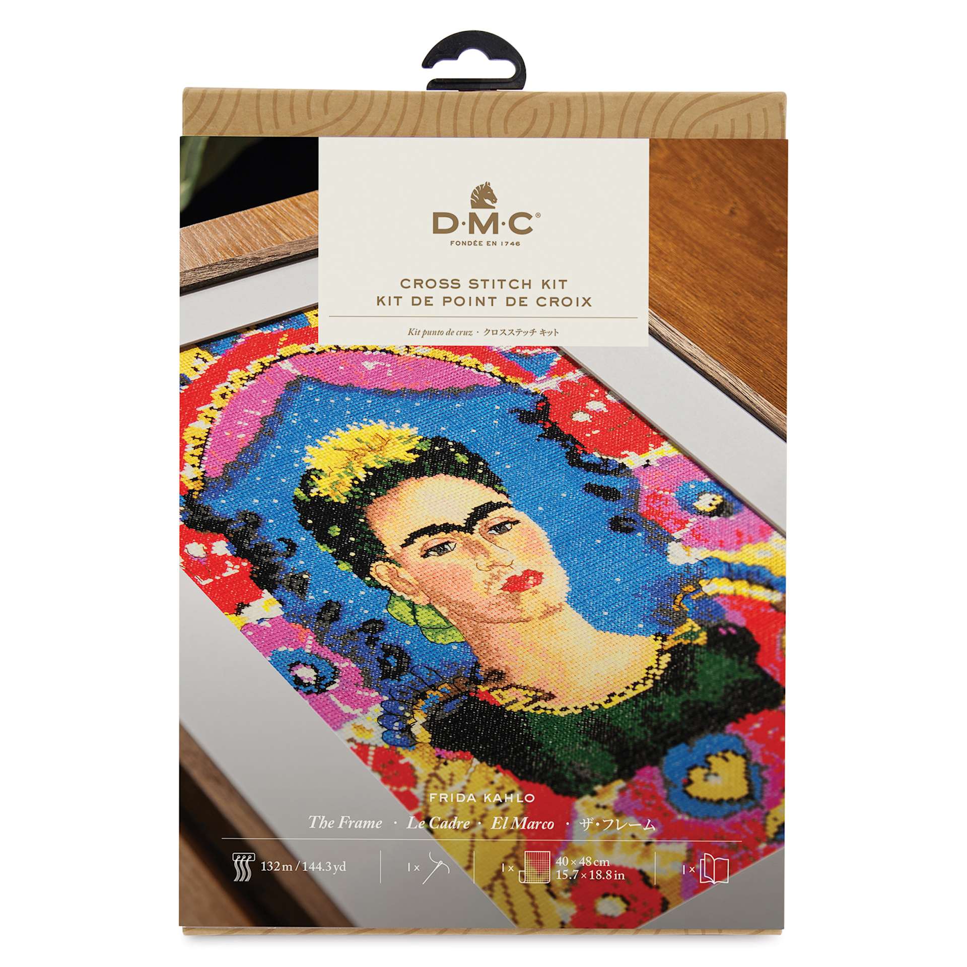 DMC The Masters Collection Cross Stitch Kit - “The Frame” by Frida Kahlo front of packaging