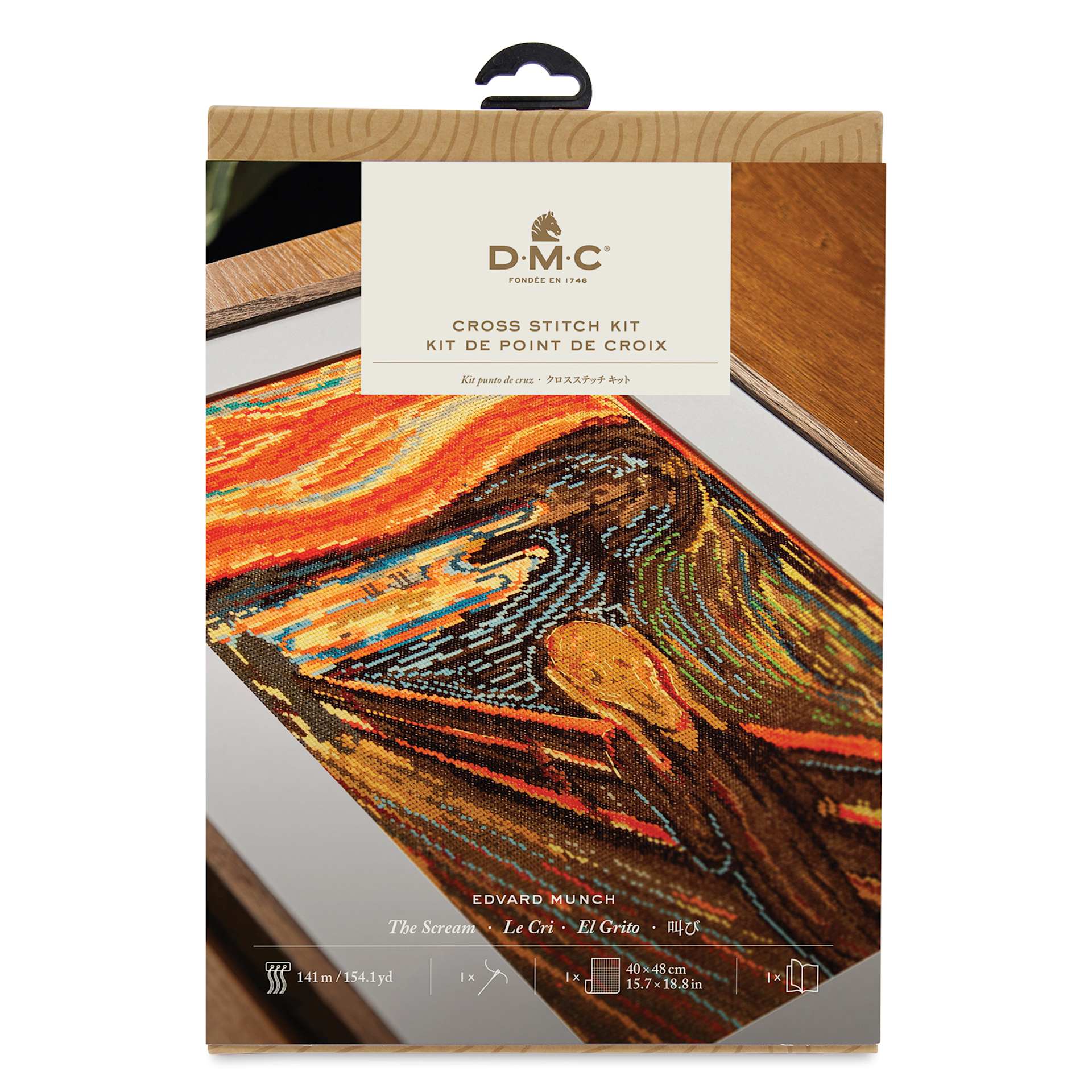 DMC The Masters Collection Cross Stitch Kit - “The Scream” by Edvard Munch front of packaging