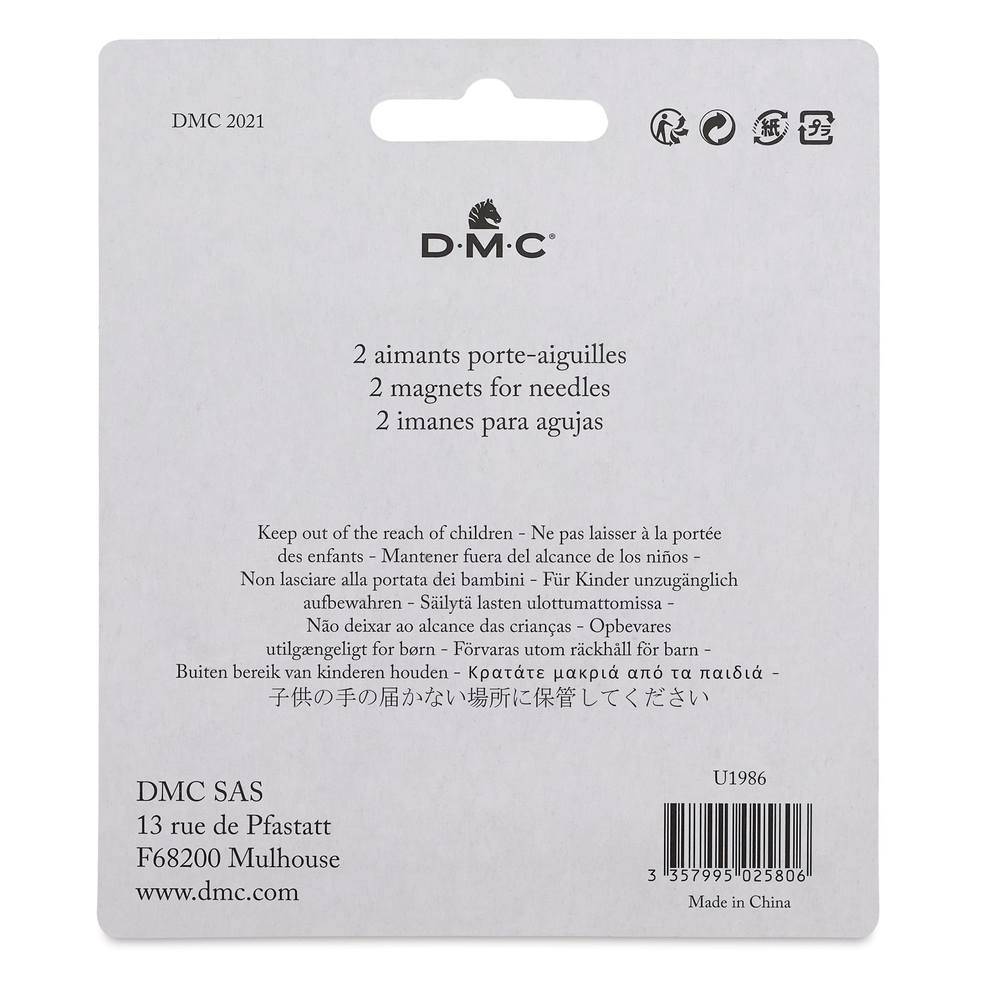 DMC Needle Minders - Skein and Logo - back of packaging