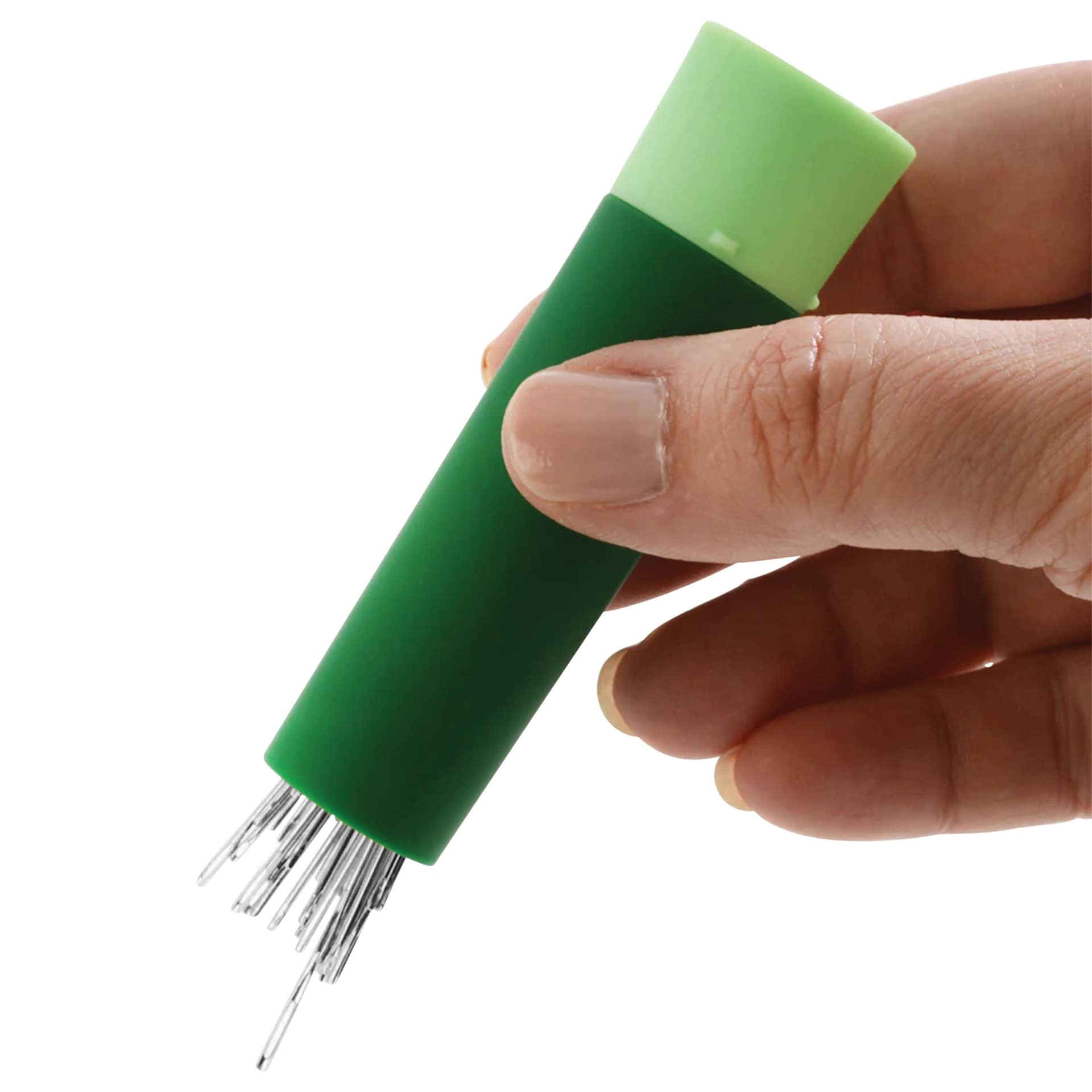 Dritz Twist N Select Needle Storage Tube - demonstration of magnet (needles not included)
