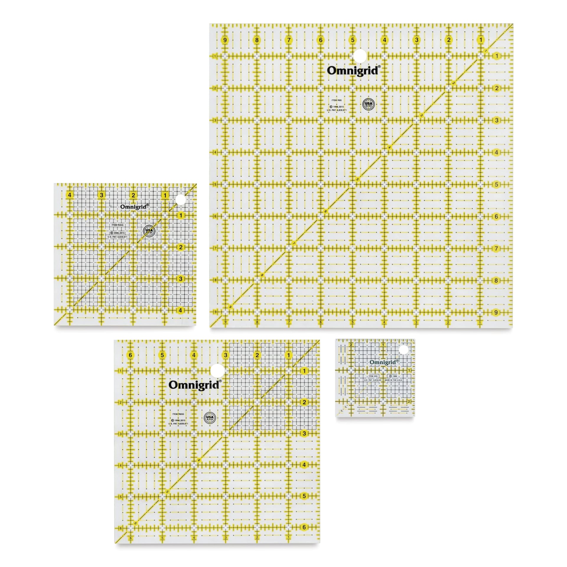 Omnigrid Square Ruler Value Pack - Set of 4, Assorted Sizes, Small