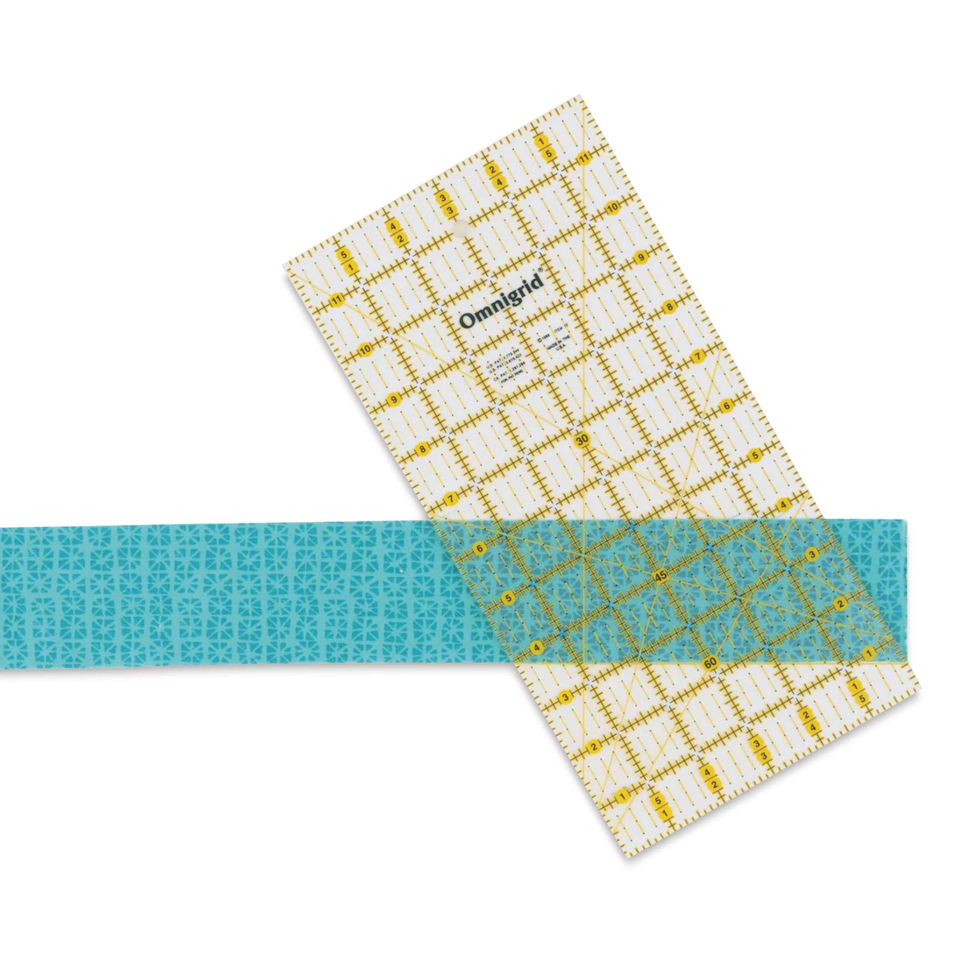 Omnigrid Rectangle Ruler - 6" x 12" - in use on fabric (not included)
