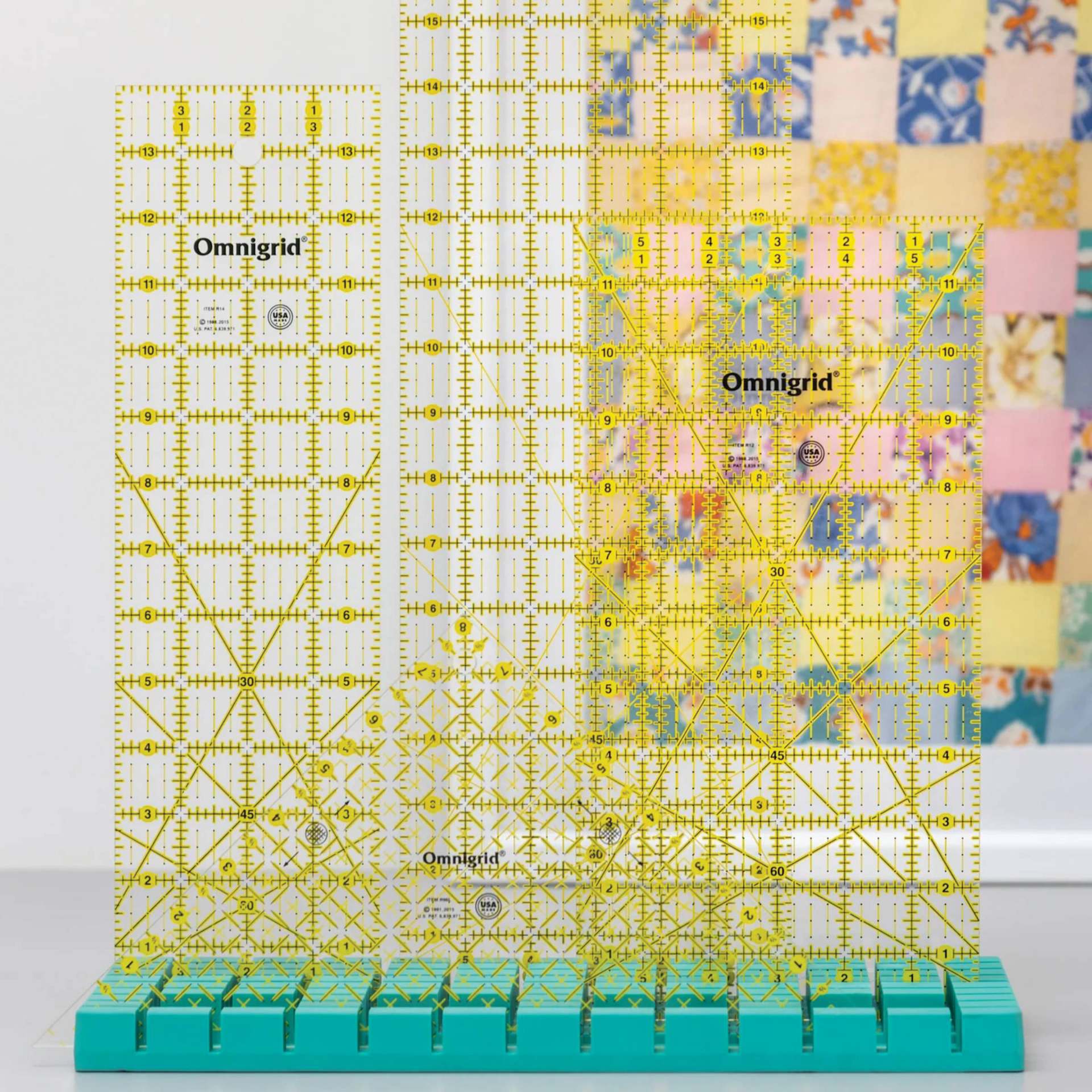 Omnigrid OmniRack Ruler Storage - Standard, 5-5/8" x 13-5/8" x 7/8" - on flat surface (rulers not included)