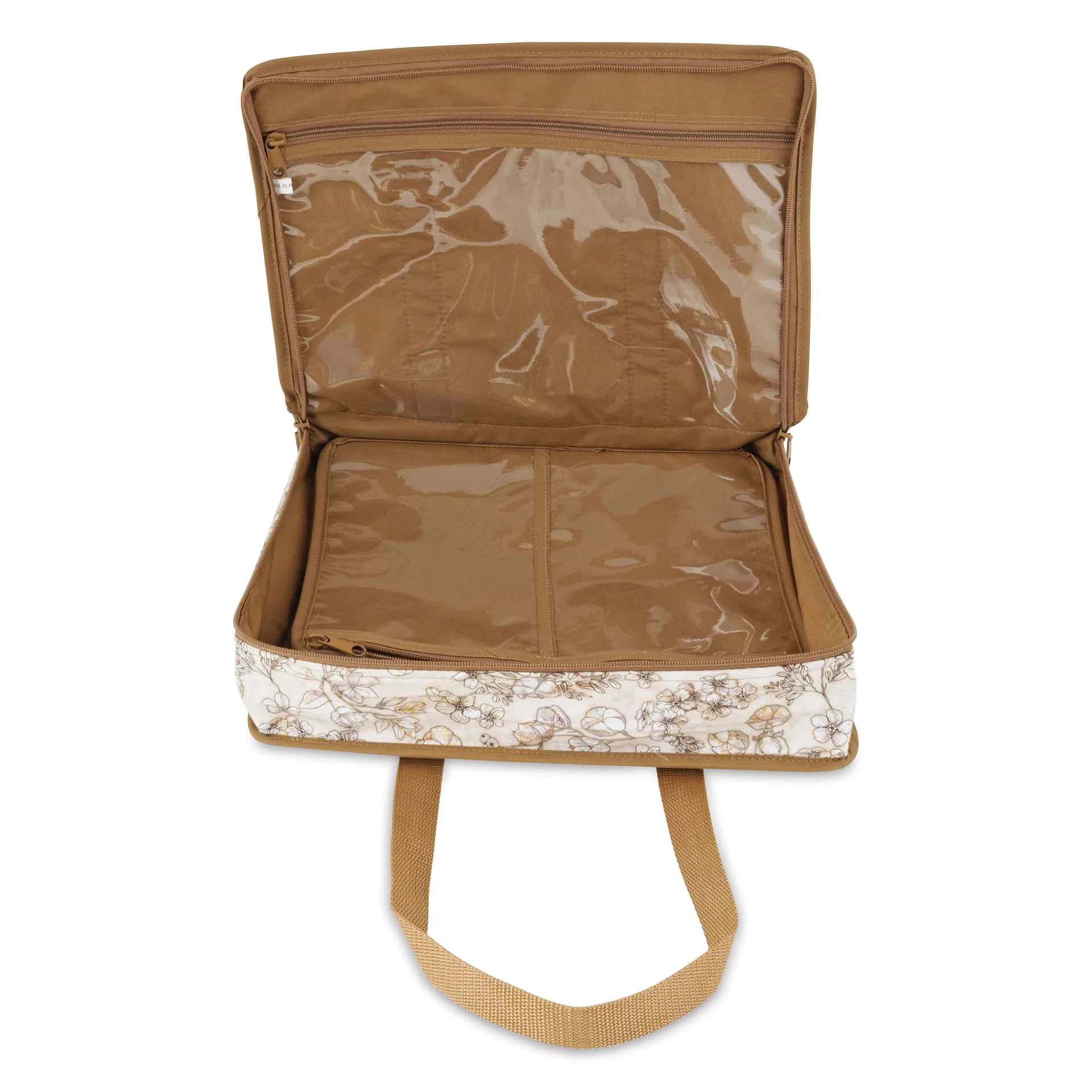 Dritz All-Purpose Project Organizer Bag - Beige Floral - open