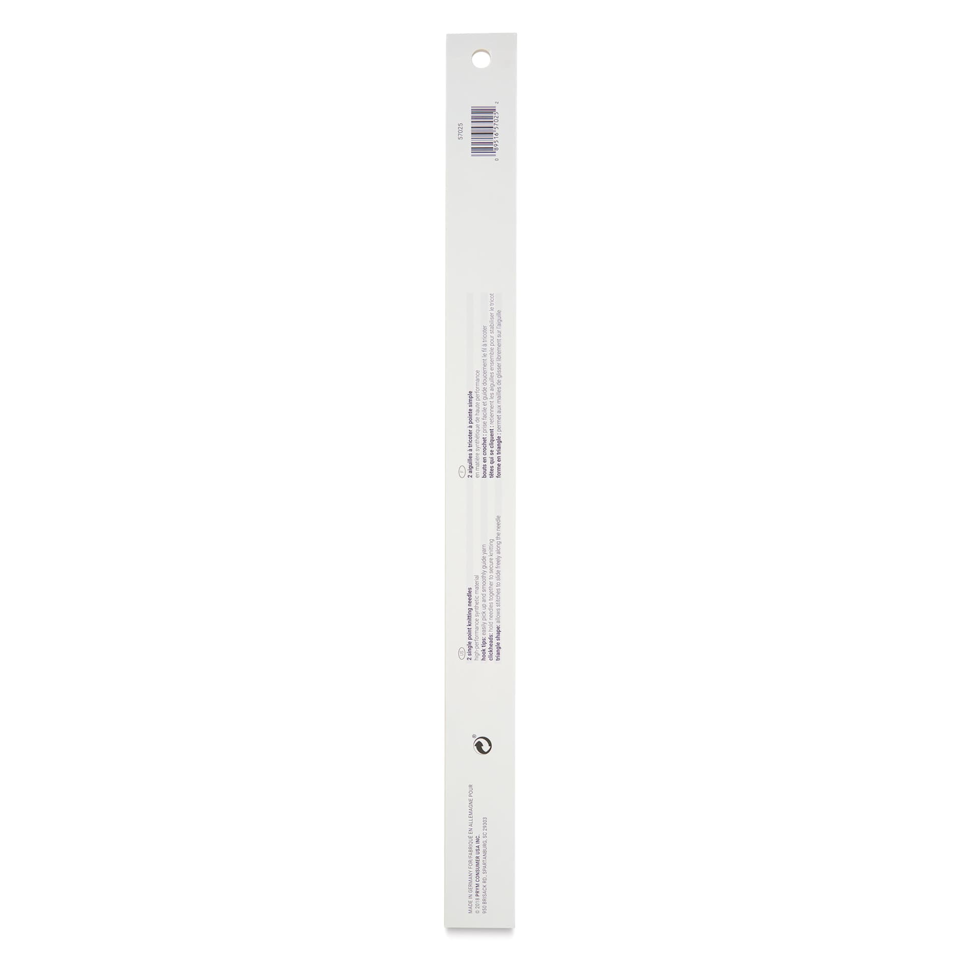 Prym Ergonomics Single Point Knitting Needles - Size 2, 14" - back of packaging