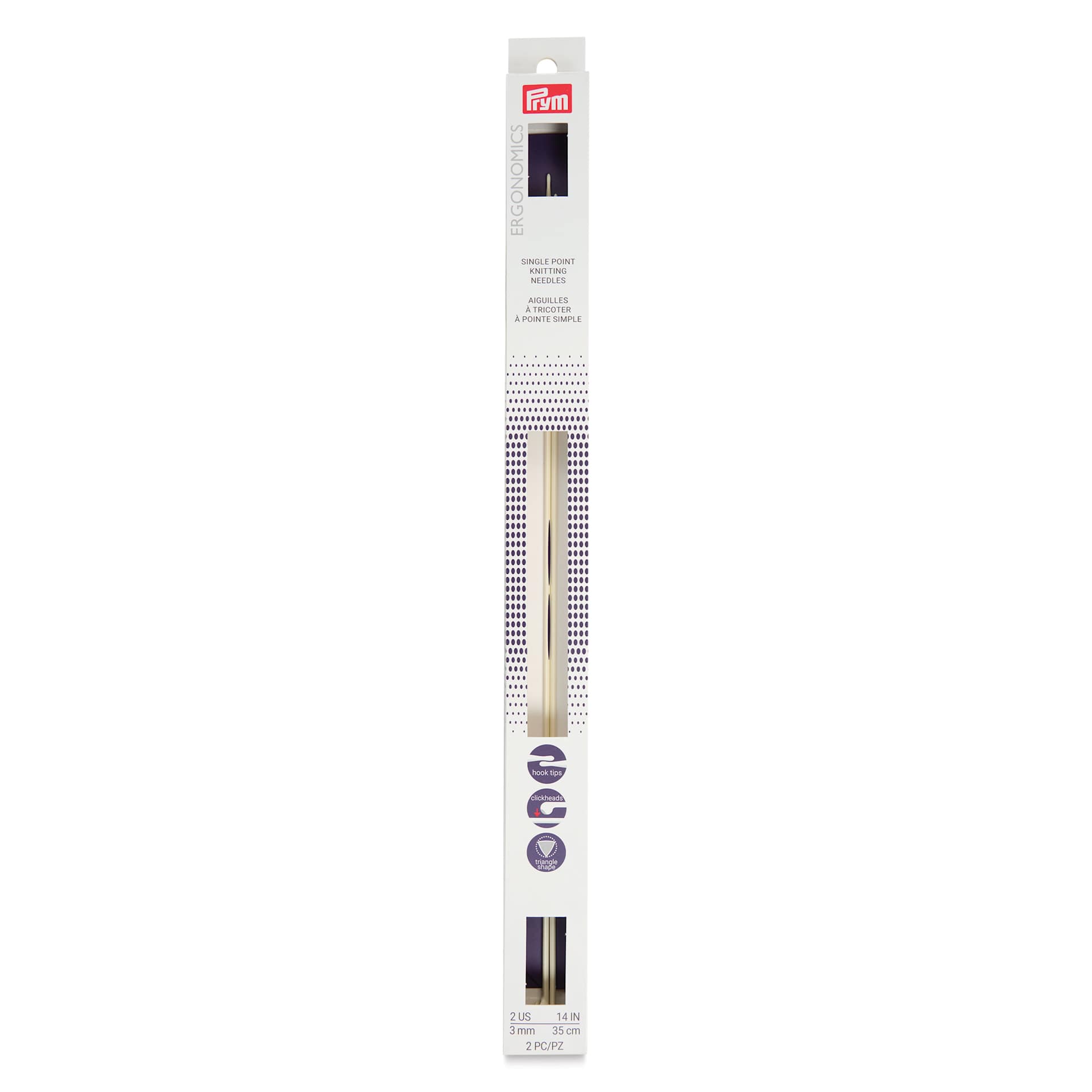 Prym Ergonomics Single Point Knitting Needles - Size 2, 14" - front of packaging