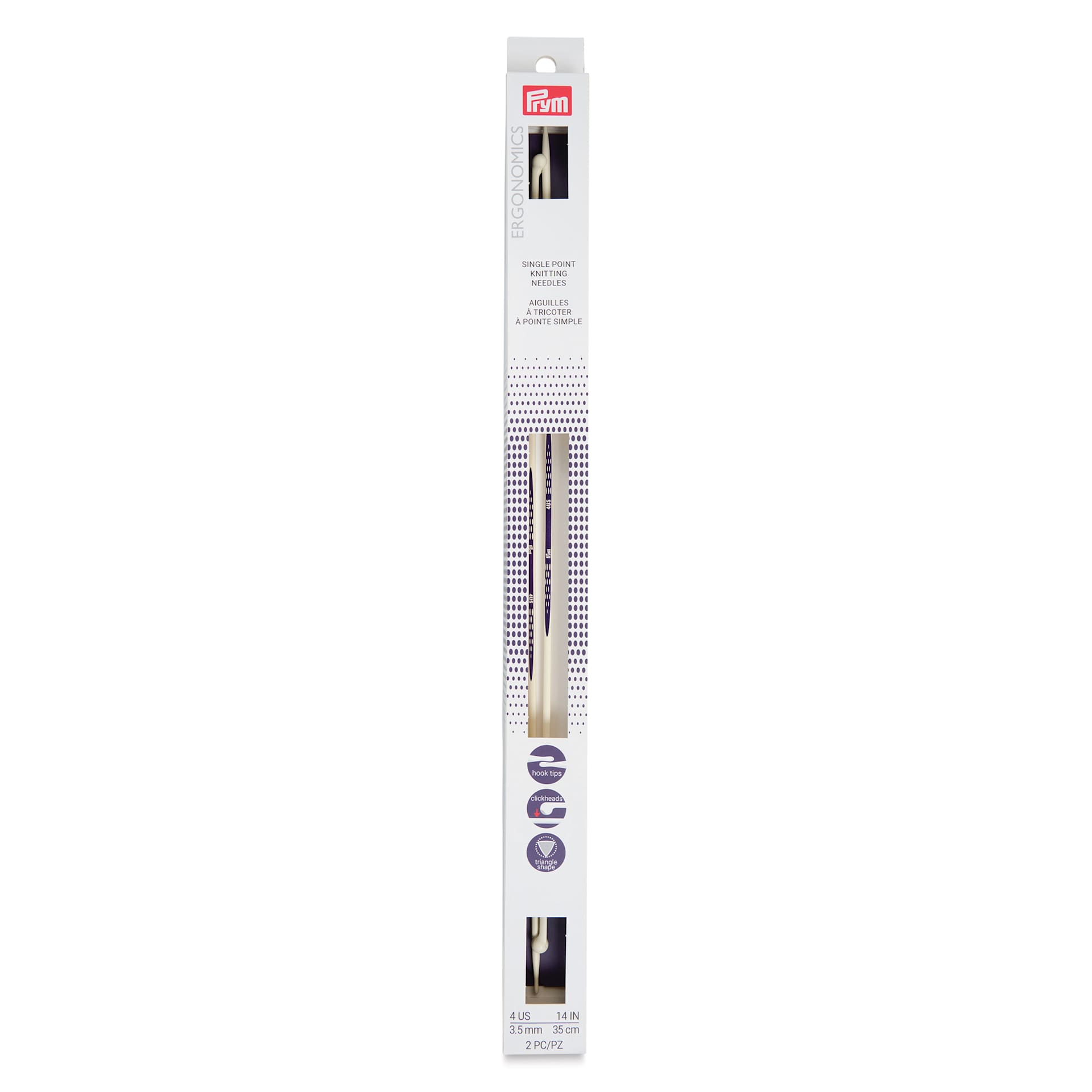 Prym Ergonomics Single Point Knitting Needles - Size 4, 14" - front of packaging
