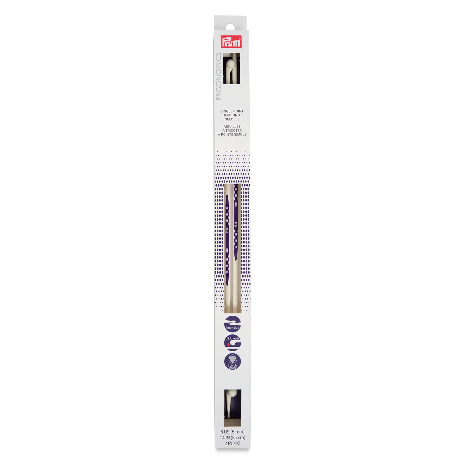 Prym Ergonomics Single Point Knitting Needles - Size 8, 14" - front of packaging