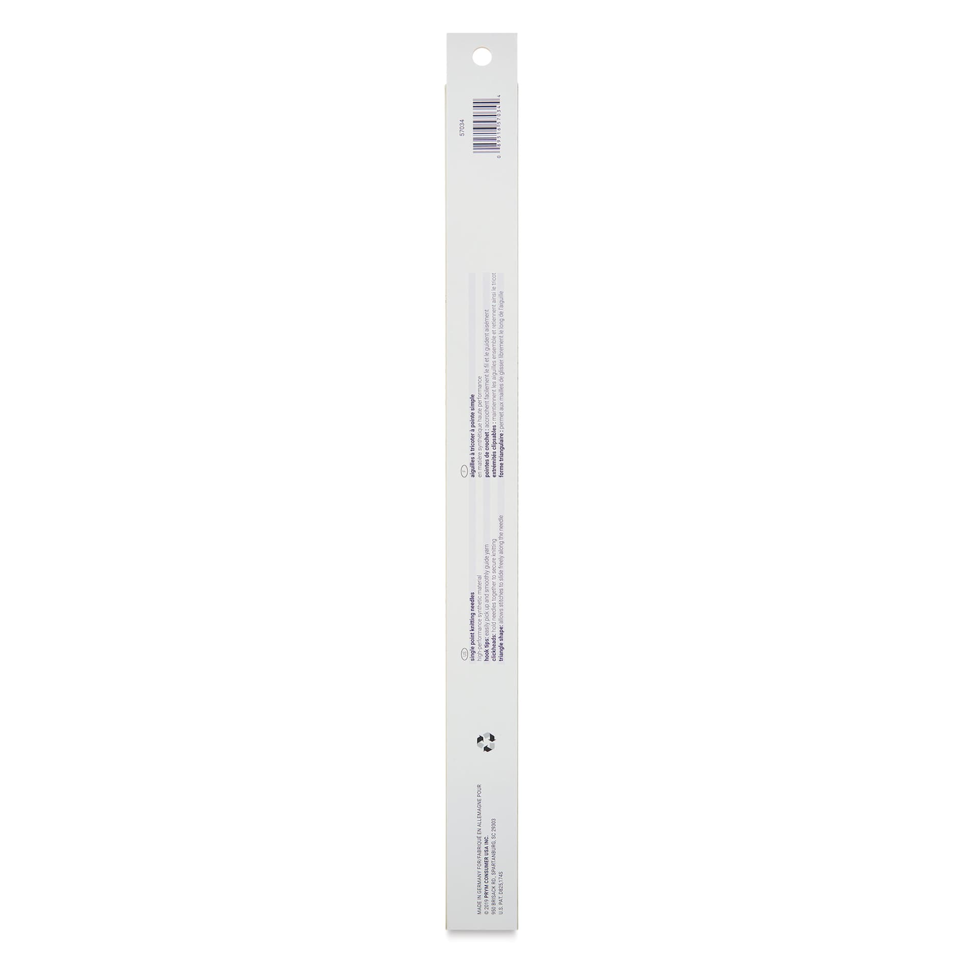 Prym Ergonomics Single Point Knitting Needles - Size 11, 14" - back of packaging
