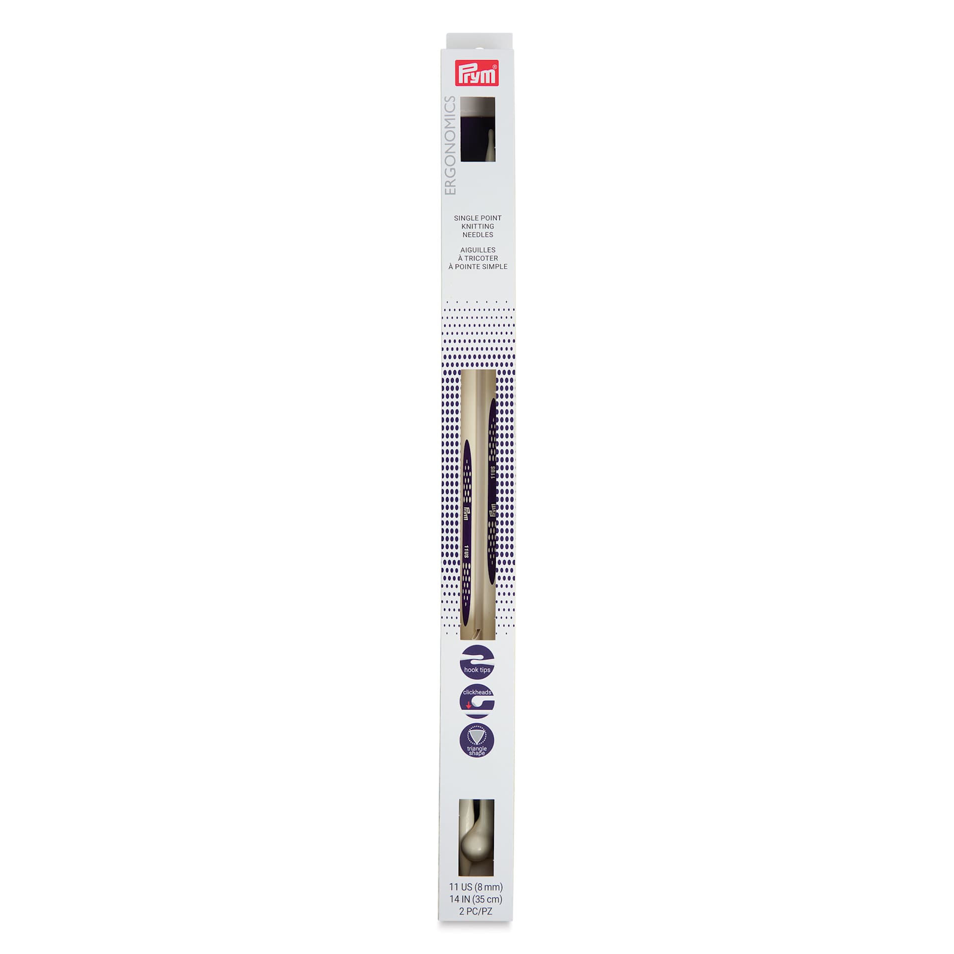 Prym Ergonomics Single Point Knitting Needles - Size 11, 14" - front of packaging
