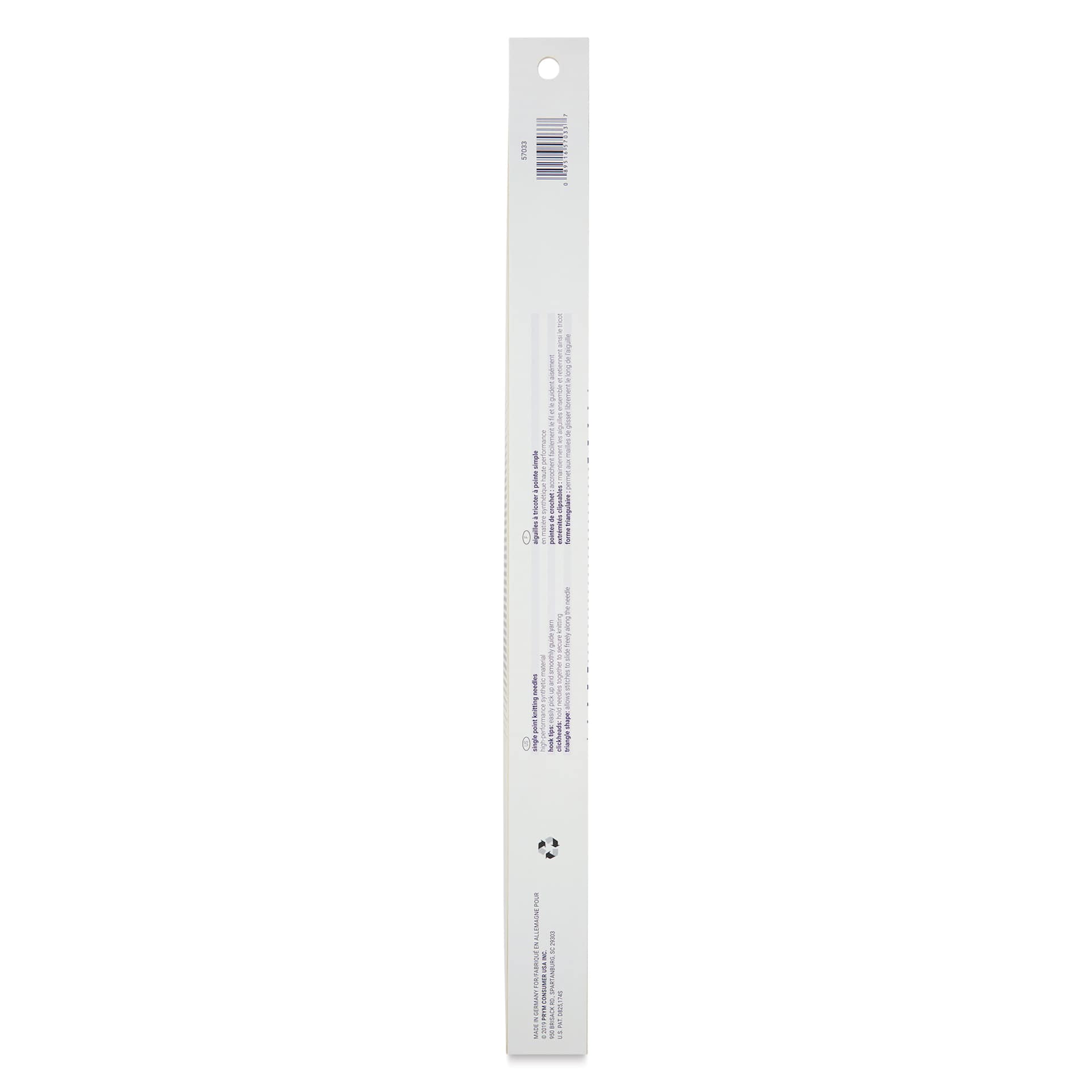 Prym Ergonomics Single Point Knitting Needles - Size 10-3/4, 14" - back of packaging