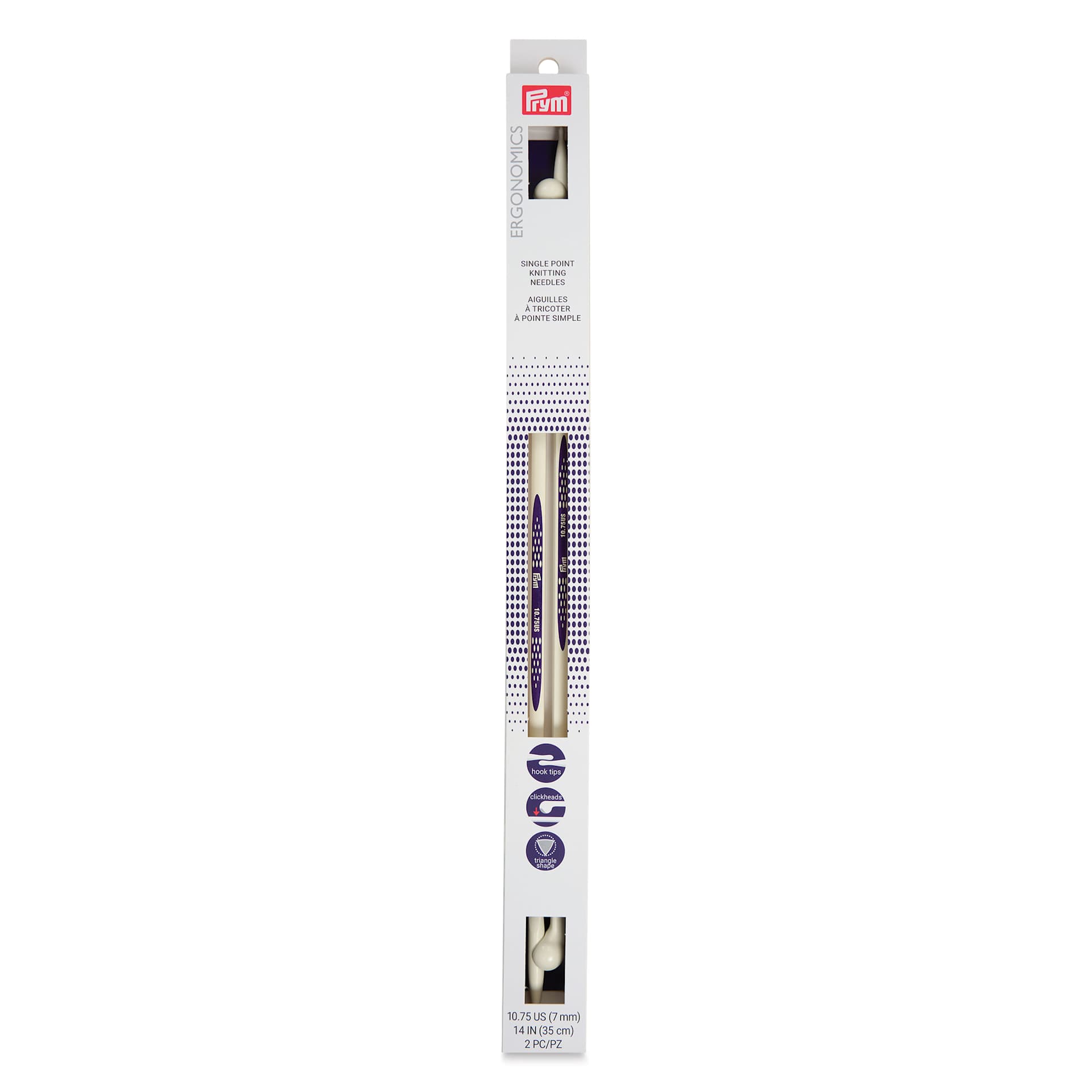 Prym Ergonomics Single Point Knitting Needles - Size 10-3/4, 14" - front of packaging
