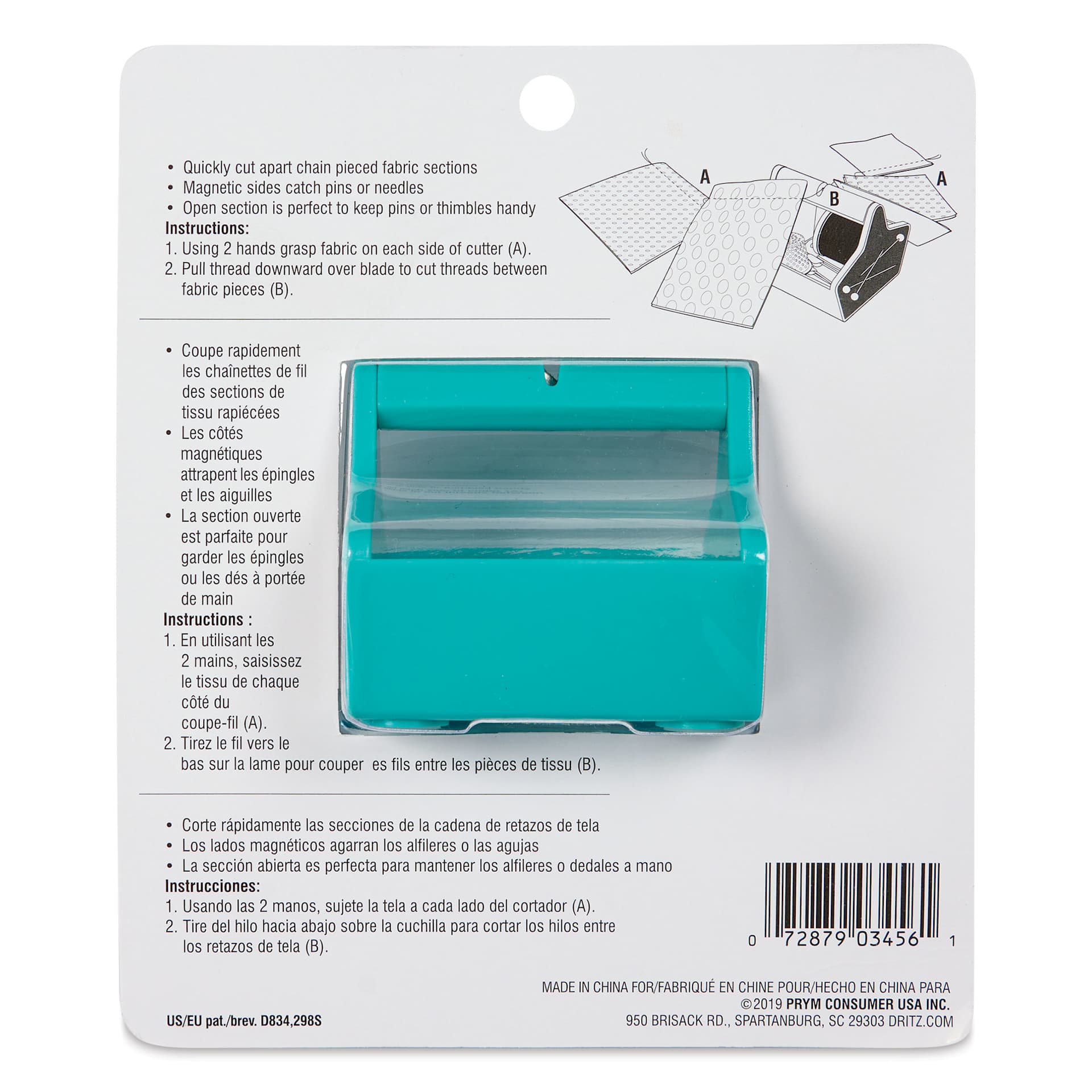 Dritz Thread Cutter Caddy - back of packaging