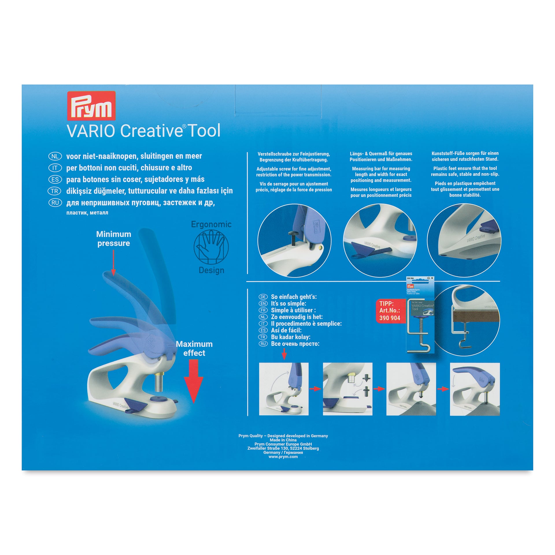 Prym Vario Creative Tool - back of packaging
