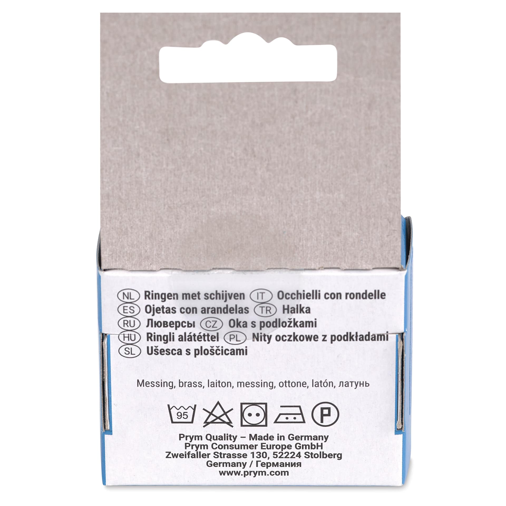 Prym Vario Creative Eyelets with Washers - Pkg of 20, Silver, 11 mm Dia. - back of packaging