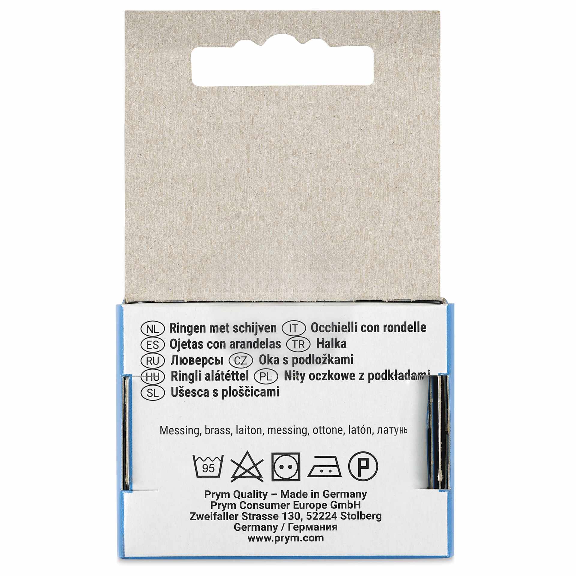 Prym Vario Creative Eyelets with Washers - Pkg of 15, Silver, 14 mm Dia. - back of packaging