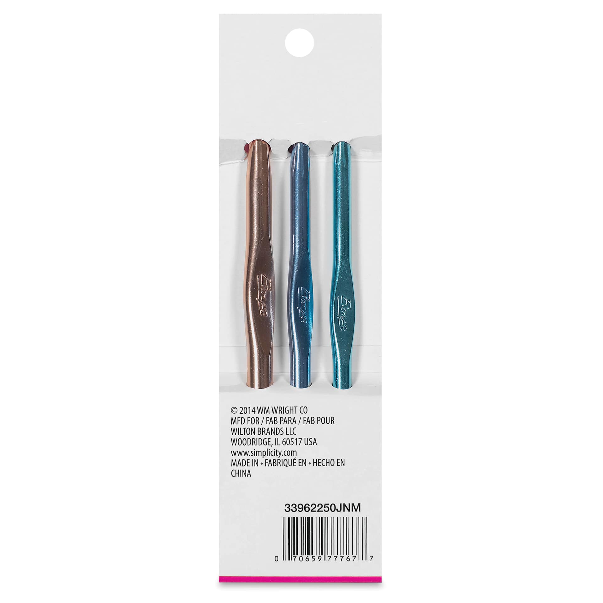 Boye Aluminum Crochet Hooks - Set of 3, US J/K/N - back of packaging