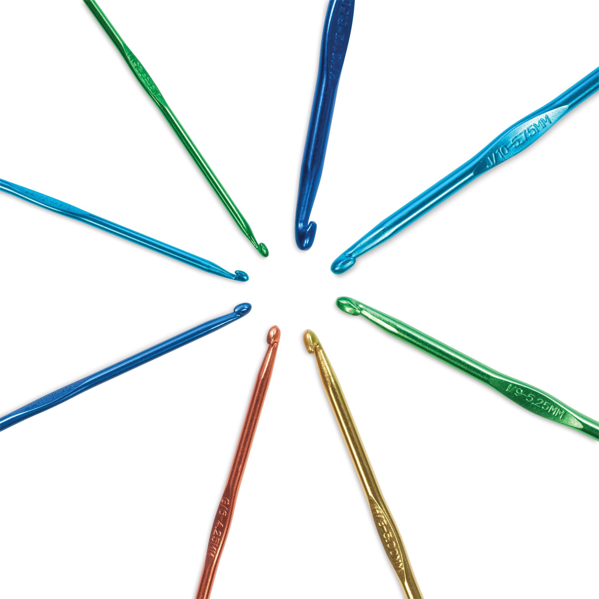 Boye Aluminum Crochet Hooks - Set of 8, US D-K - hooks in circle