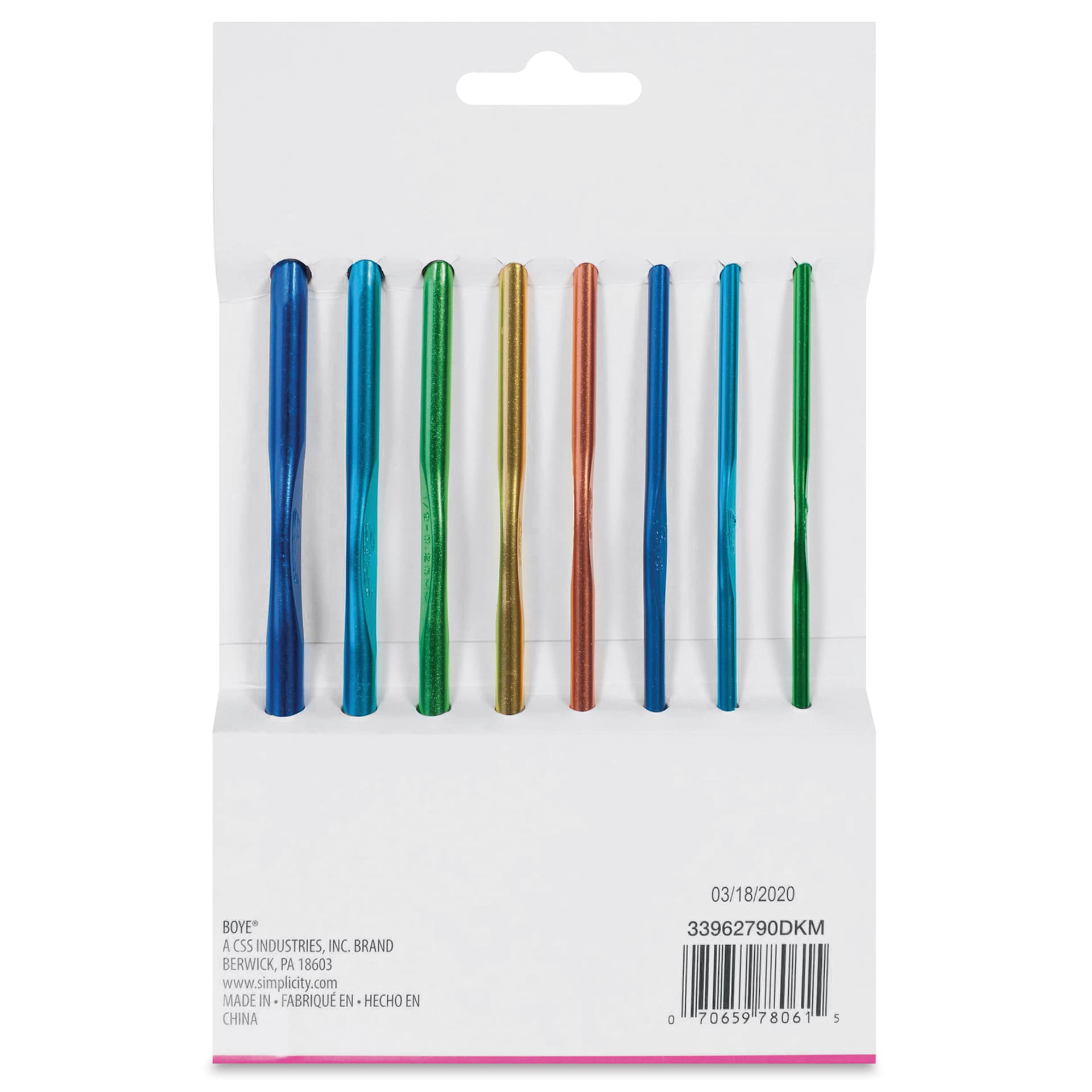 Boye Aluminum Crochet Hooks - Set of 8, US D-K - back of packaging