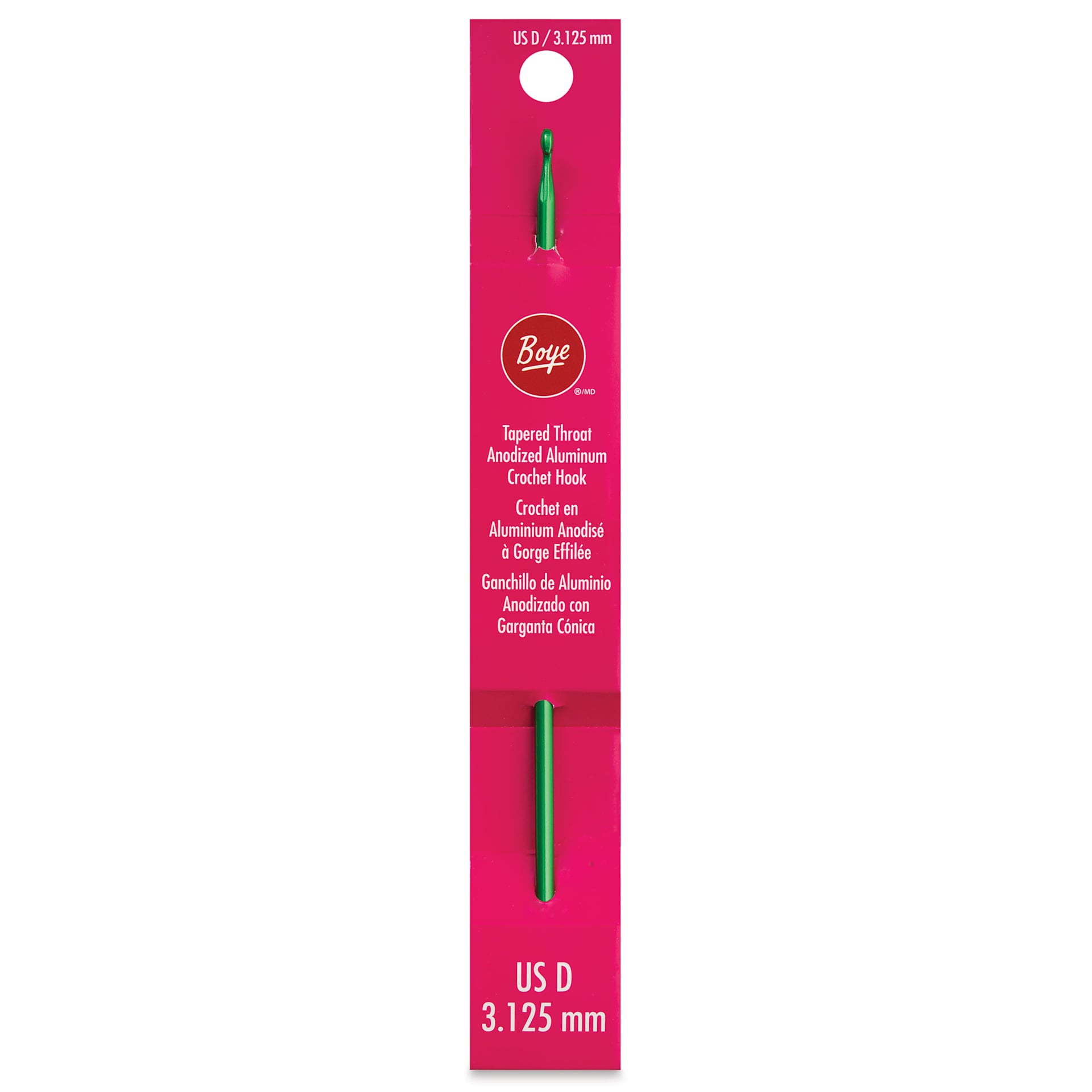 Boye Aluminum Crochet Hook - US D, 6" - front of packaging
