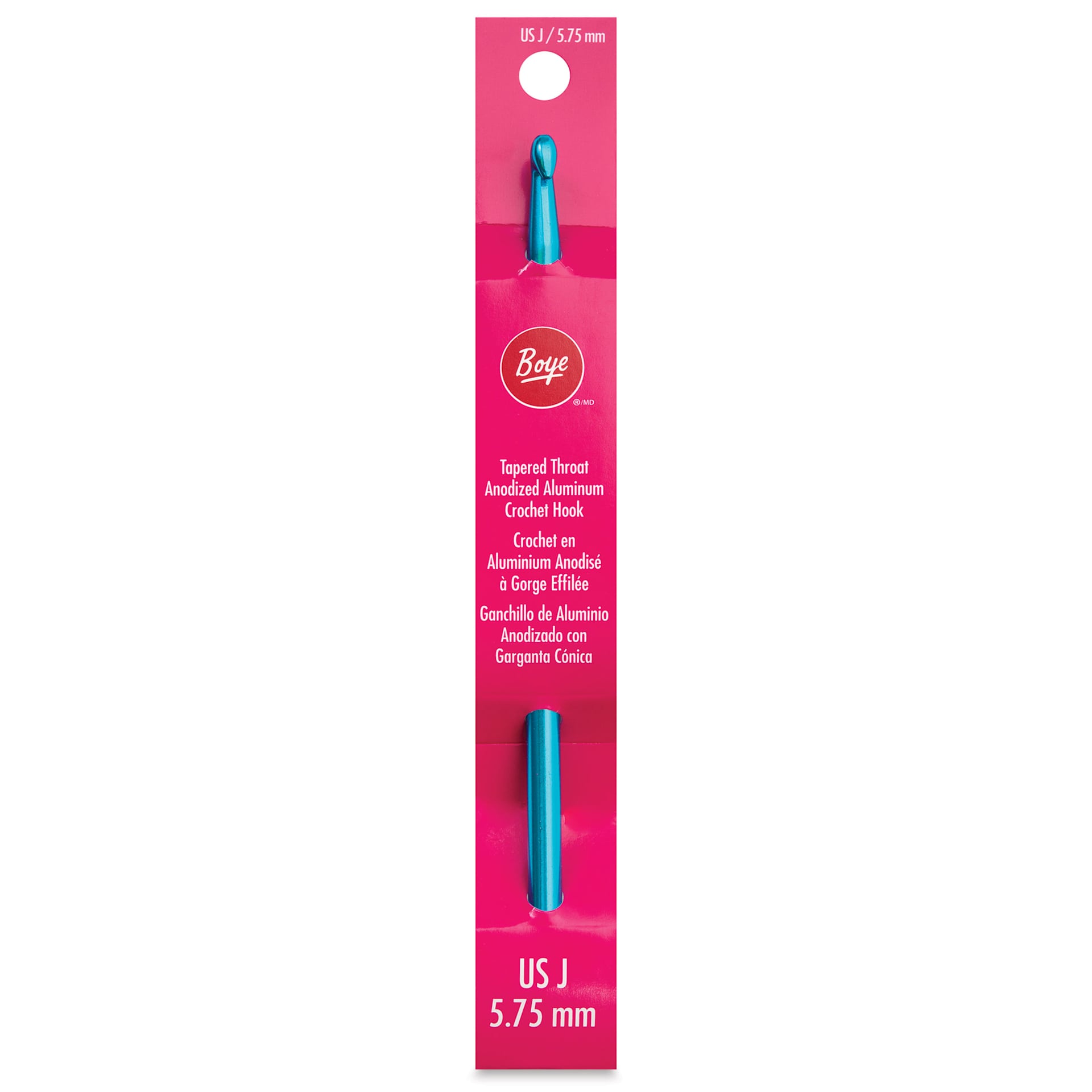 Boye Aluminum Crochet Hook - US J, 6" - front of packaging