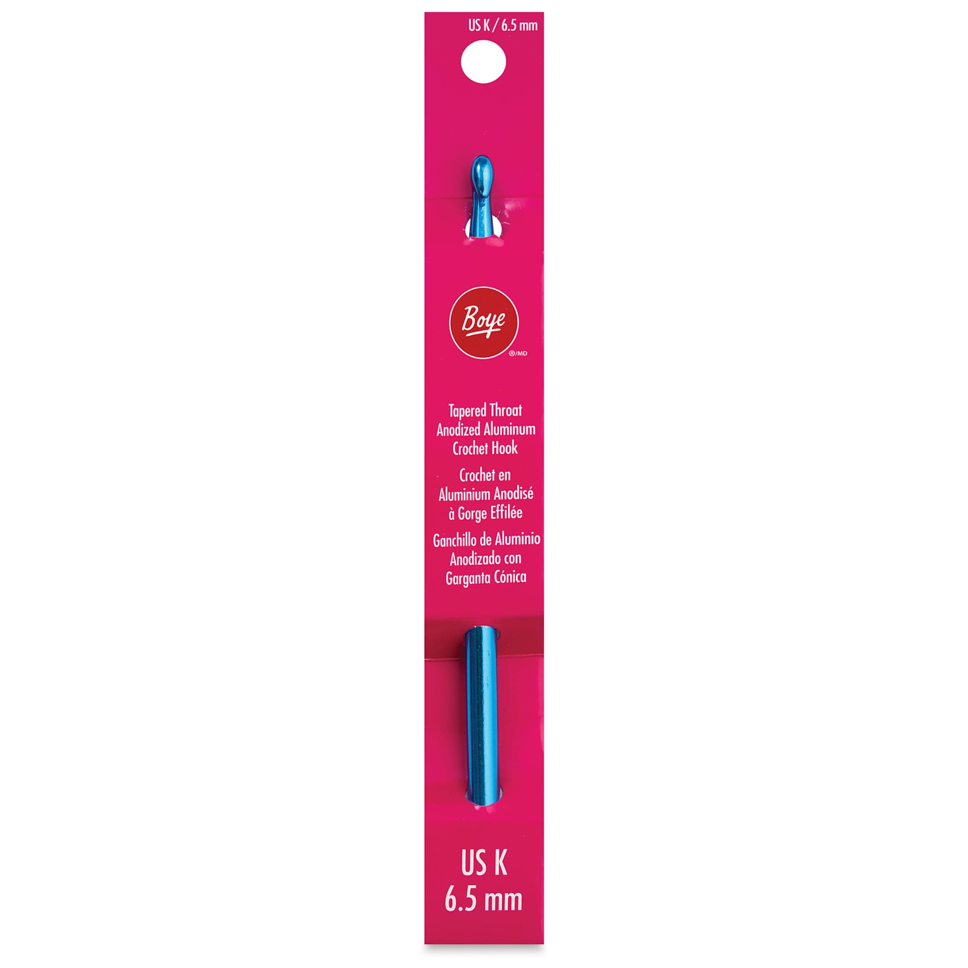 Boye Aluminum Crochet Hook - US K, 6" - front of packaging