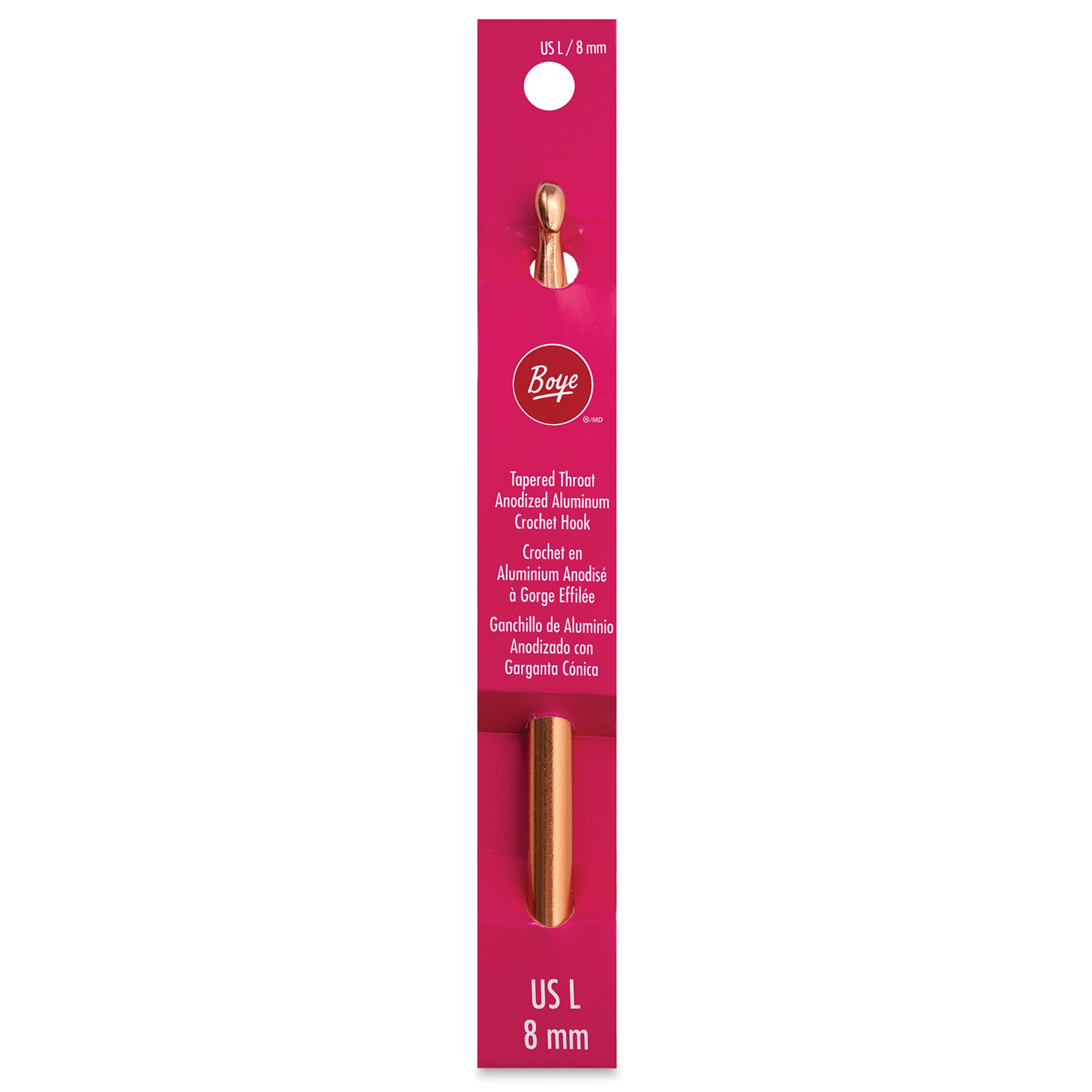 Boye Aluminum Crochet Hook - US L, 6" - front of packaging