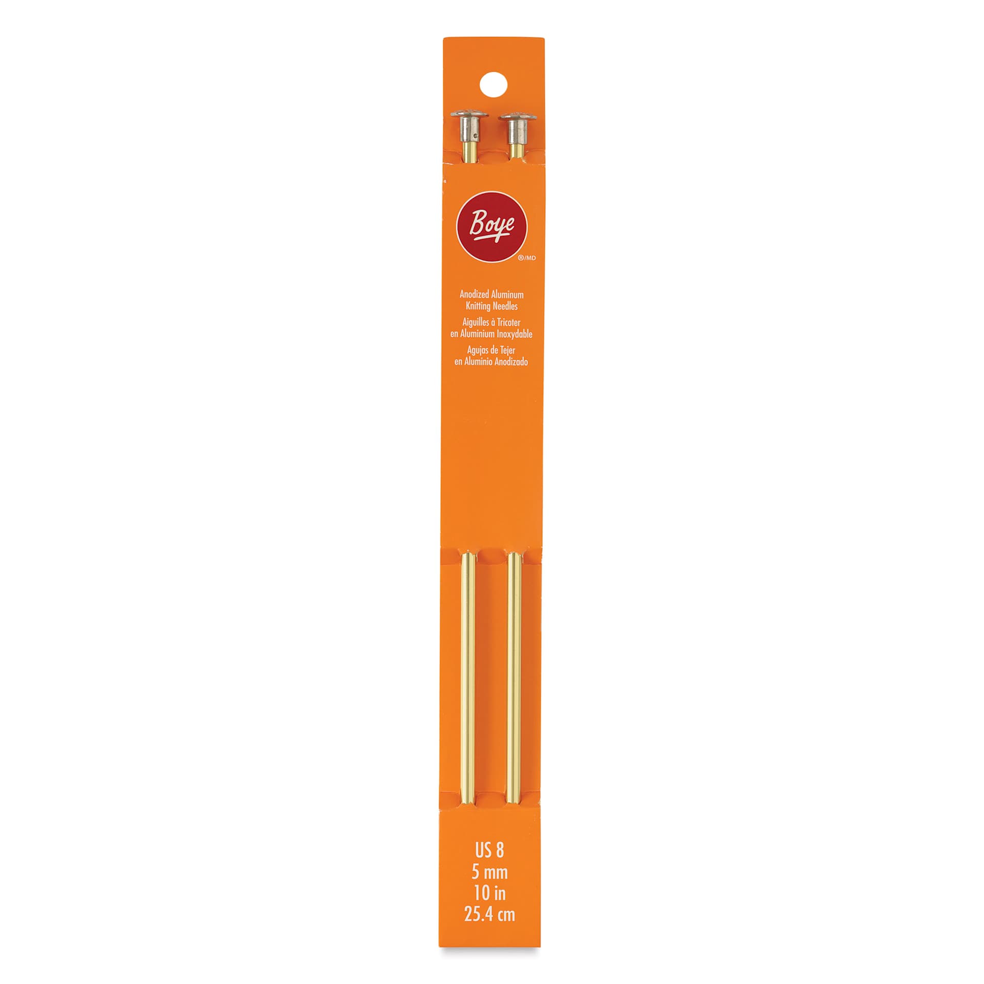 Boye Aluminum Knitting Needles - US 8, 10" - front of packaging